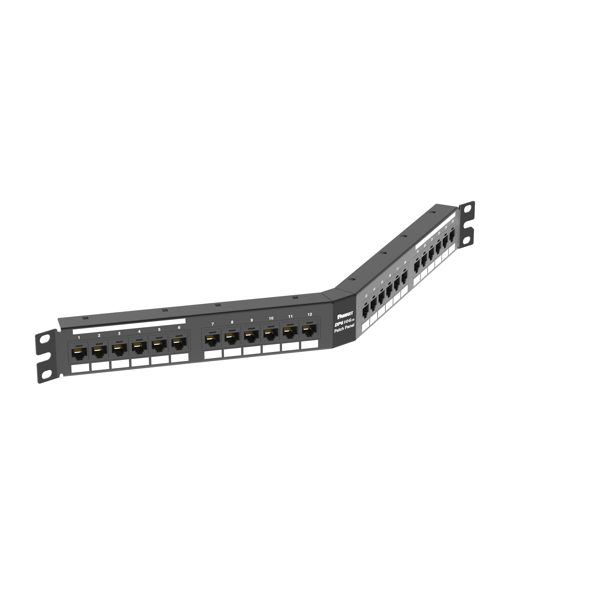 Cat 6A Angled Punchdown Patch Panel, 24 Port, 1 RU