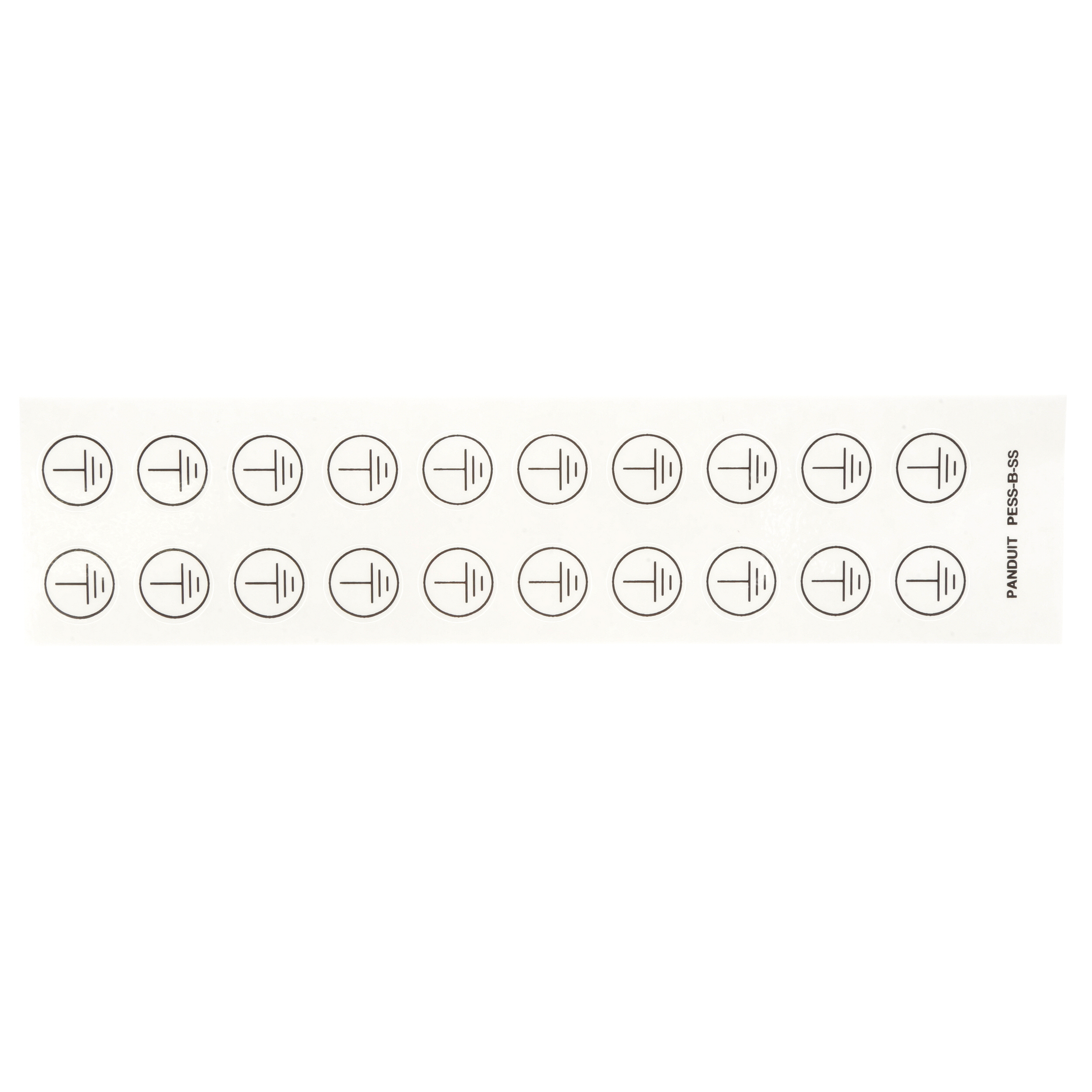 Card Label, Polyester, Safety Function symbol, .63", 20/cd,10 cds/pk, BL/WH,PK10