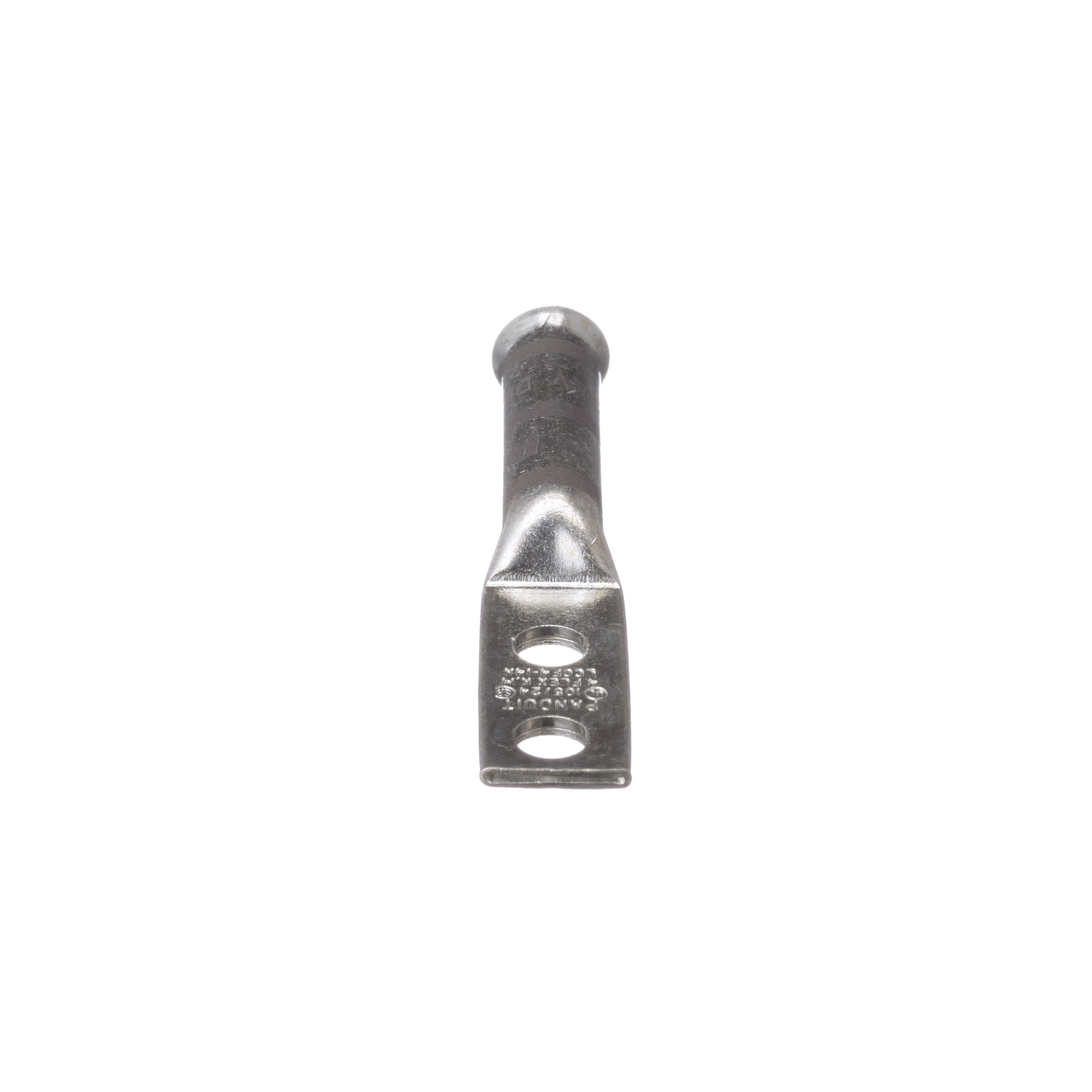 Bakır Uzun Çanaklı Sıkıştırmalı Genişletilmiş Pabuç, 2 Delikli, 4 AWG Esnek, 1/4 Somun, 5/8 Boşluk