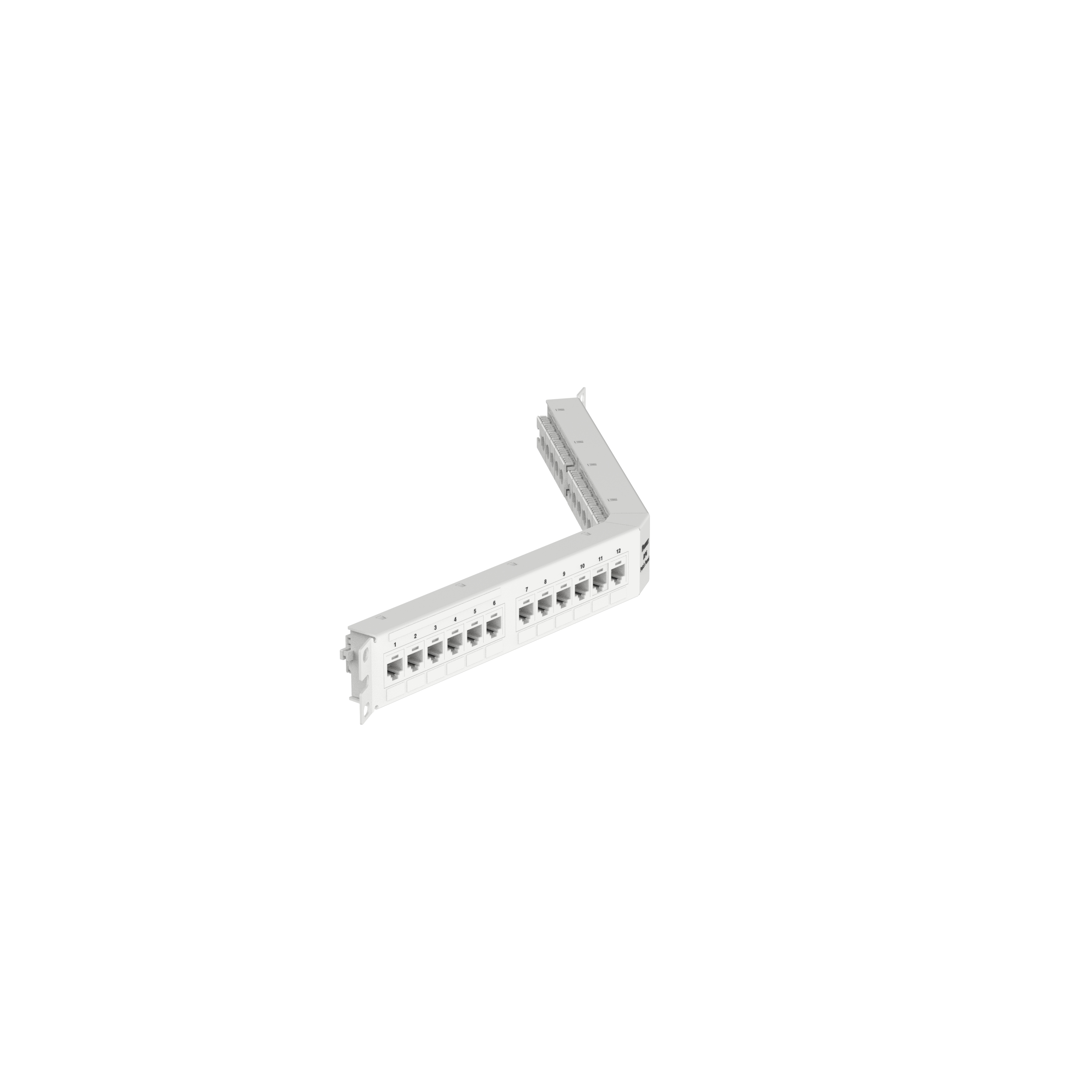 Dik Açılı Cat 6A Çıkış Paneli 24 Port, 1RU, Beyaz
