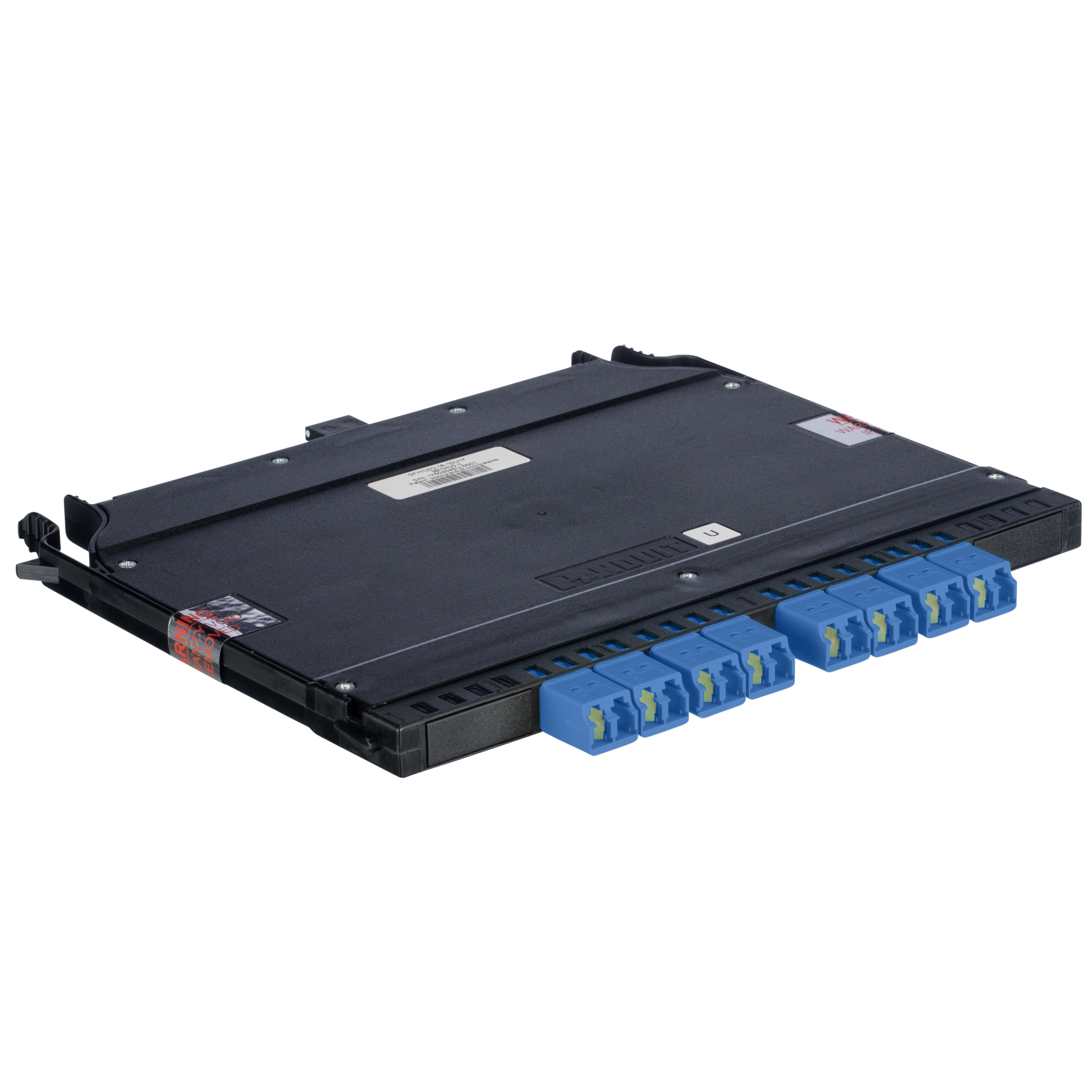 HD Flex™ Cassette with OS2 Singlemode Fiber, Duplex LC for front Connectivity with Blue Adaptors, MTO-16 rear adaptor, Standard IL, Universal pair flipped polarity