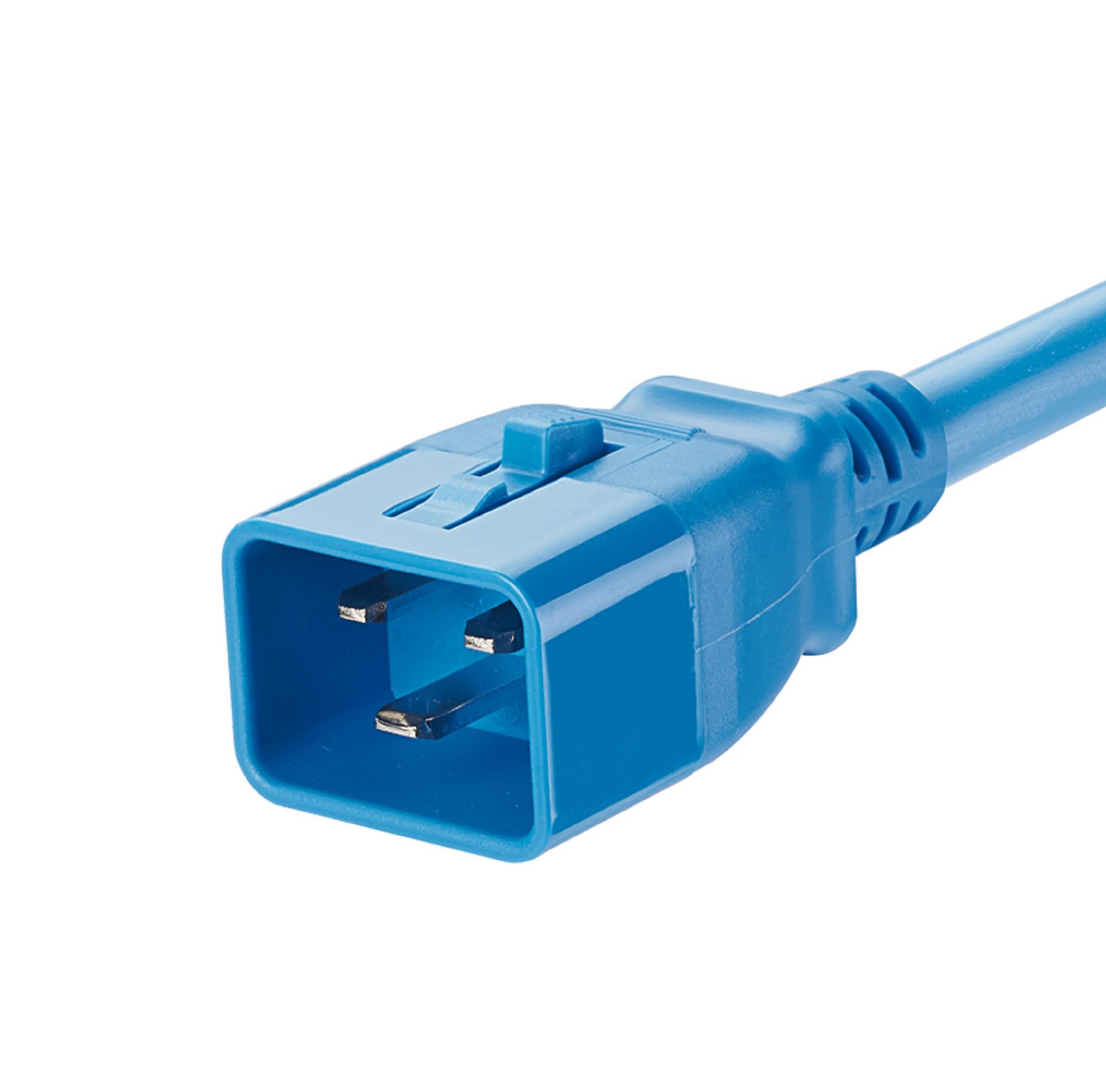 Çift Kilitlemeli BT Güç Kablosu, IEC C20'den IEC C19'a, 2 feet (0.6m), Mavi