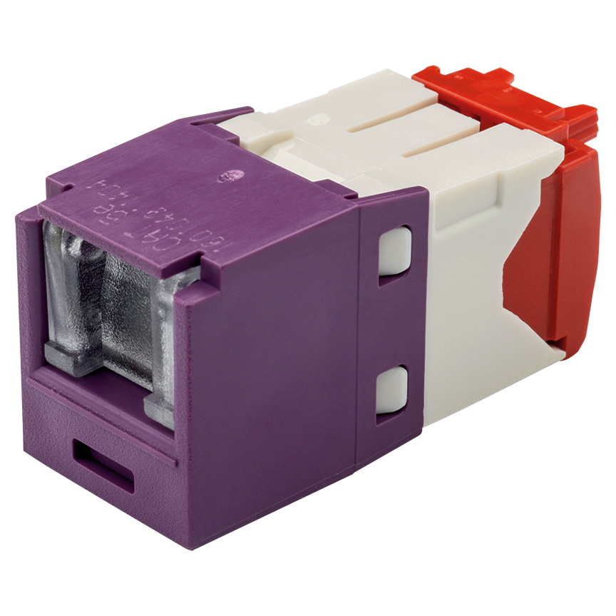 Çift Bükümlü Kablo RJ45 Cat 5e Kapatmalı Dişi Jack Modülü, Mor