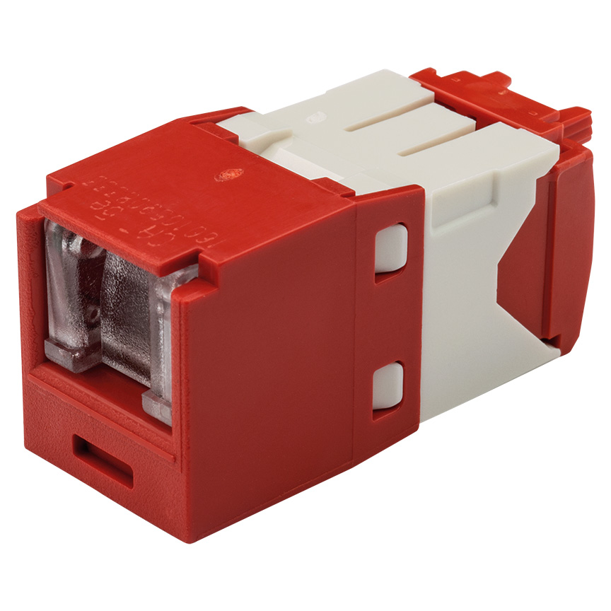 UTP RJ45 Cat 5e Shuttered TG Jack Module, Red