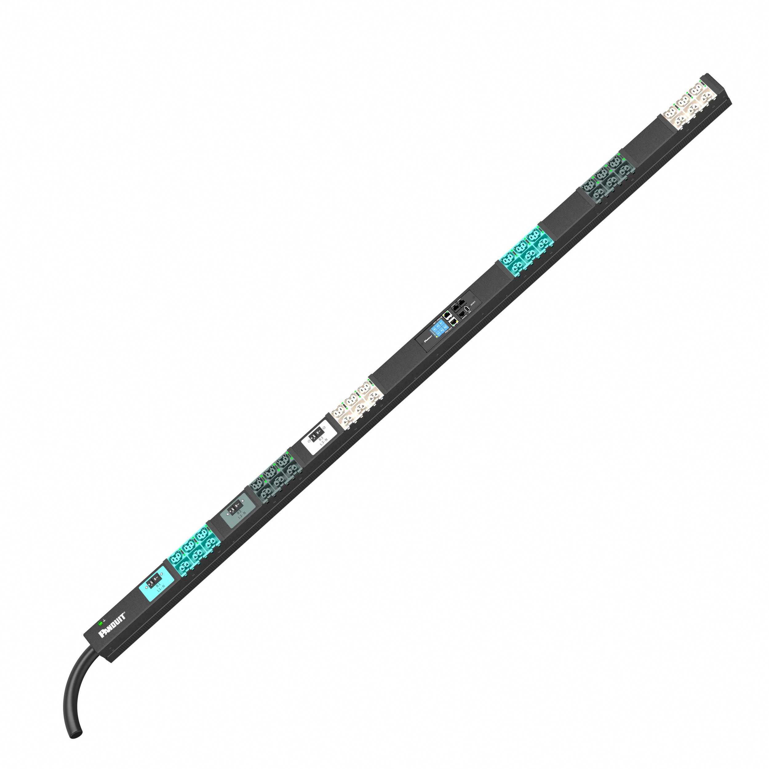 EL2P MSPO PDU, 20/16 AMP, (18)C13/C15, (18)C13/C15/C19/C21, IEC 60309 3P+N+E 6h 20A/16A (IP44), SİYAH