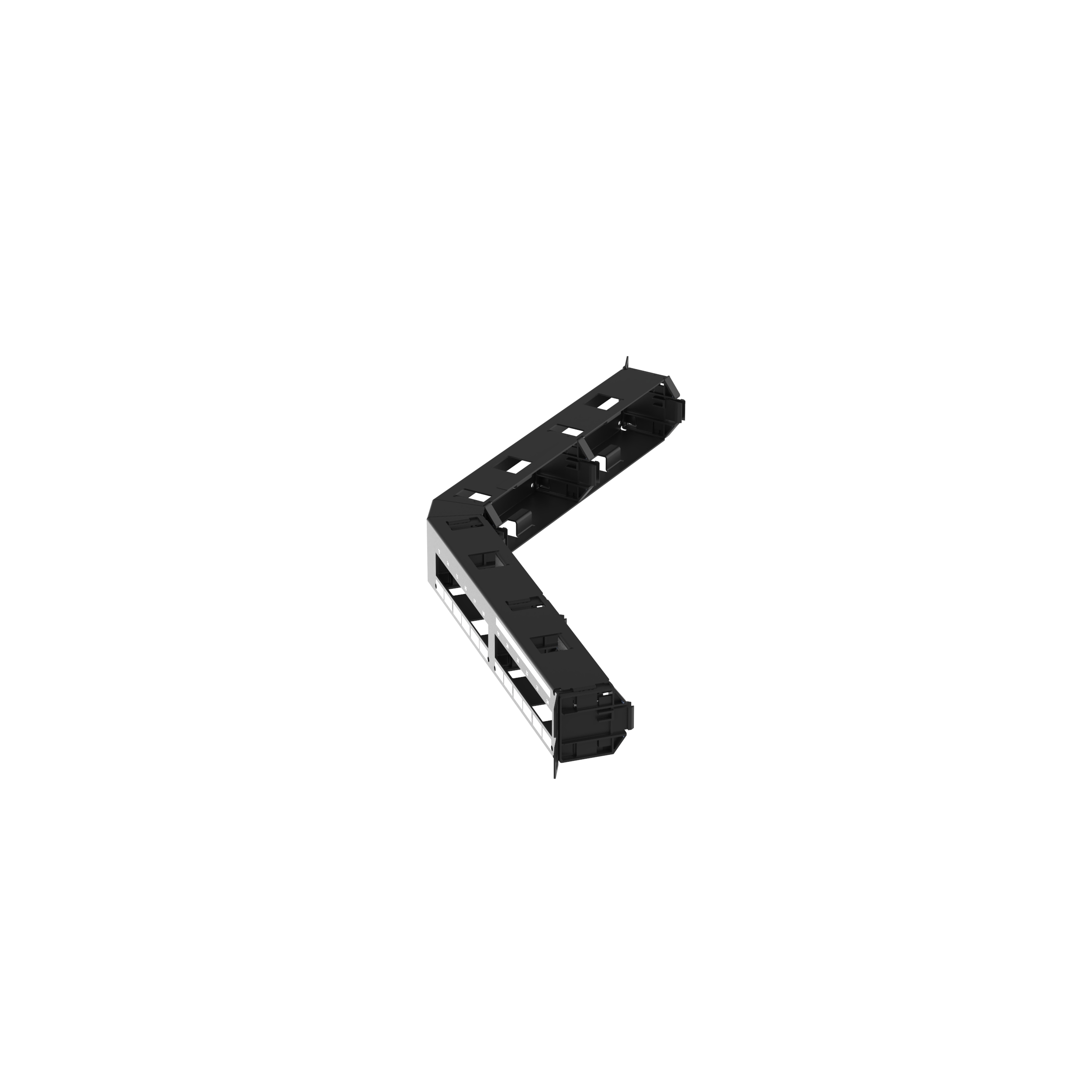 QuickNet™ Dik Açılı Tam Metal Patch Panel, 24 Port, 1 RU, Siyah