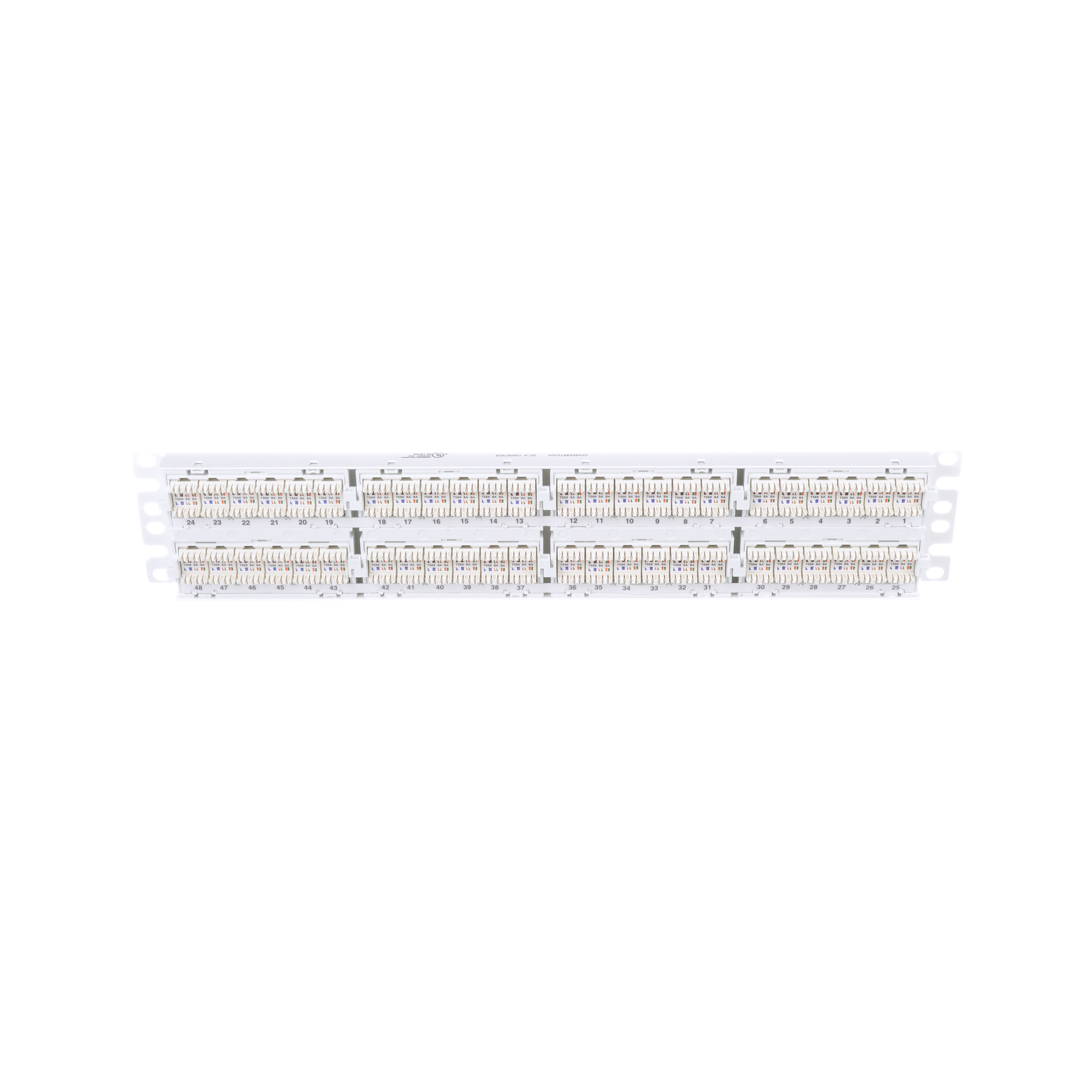 Düz Cat 5e Çıkış Paneli 48 Port, 2RU, Beyaz