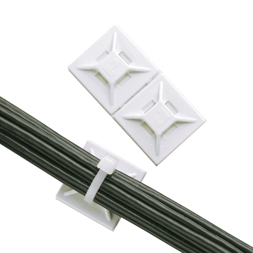 Kablo Bağı Montajı, Beyaz, ABS, Kendiliğinden Yapışkanlı, 19.1x19.1mm, 500'lü Paket