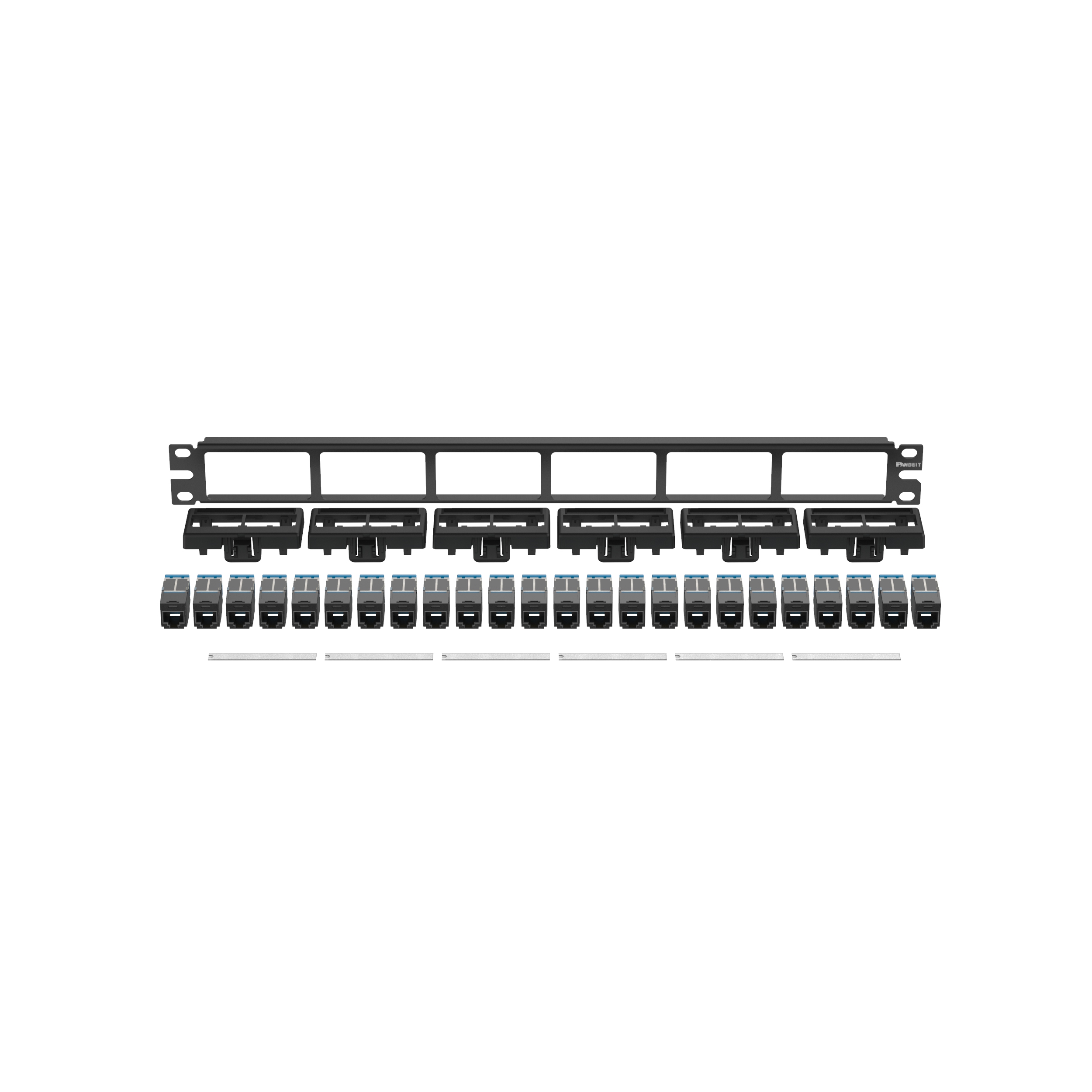 Yama Paneli Seti, Cat 6A UTP, 24 port, 1 RU, BL