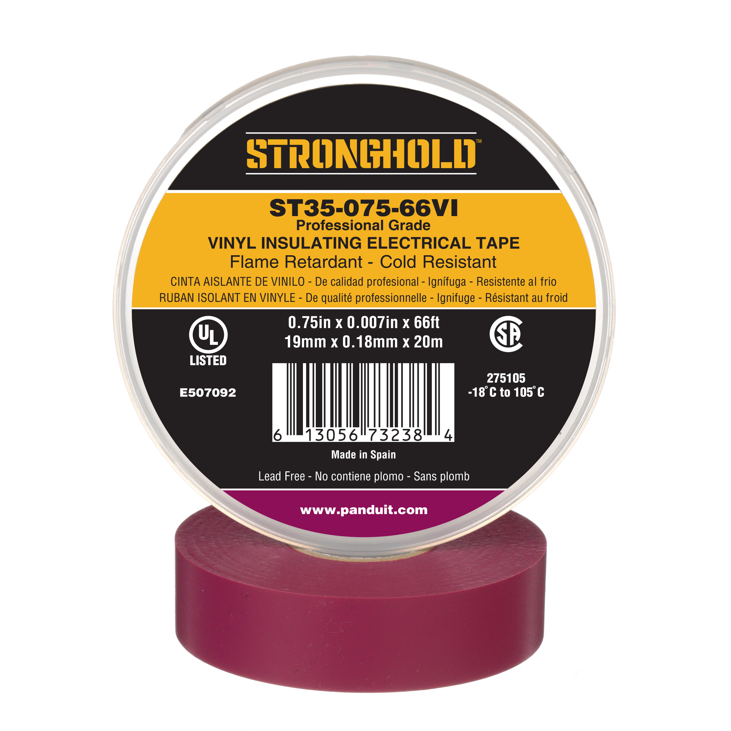 Elektrik Bandı, Mor, PVC, Profesyonel Kalite, 19mm, 0.18mm, Paket 1