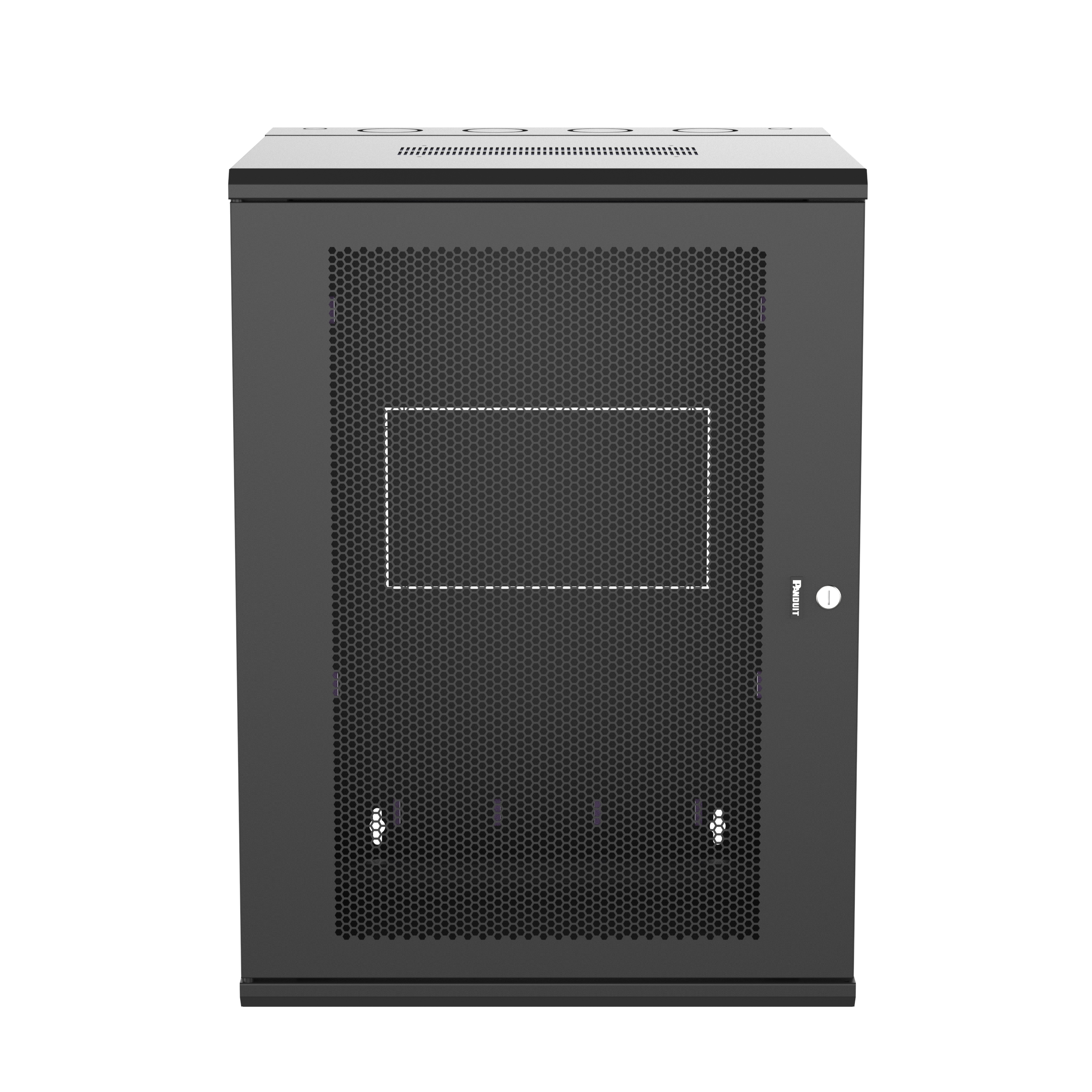 PanZone® Duvar Montajlı Kabin, 18RU, 25" Derinlik, Perforlu Kapı, Siyah