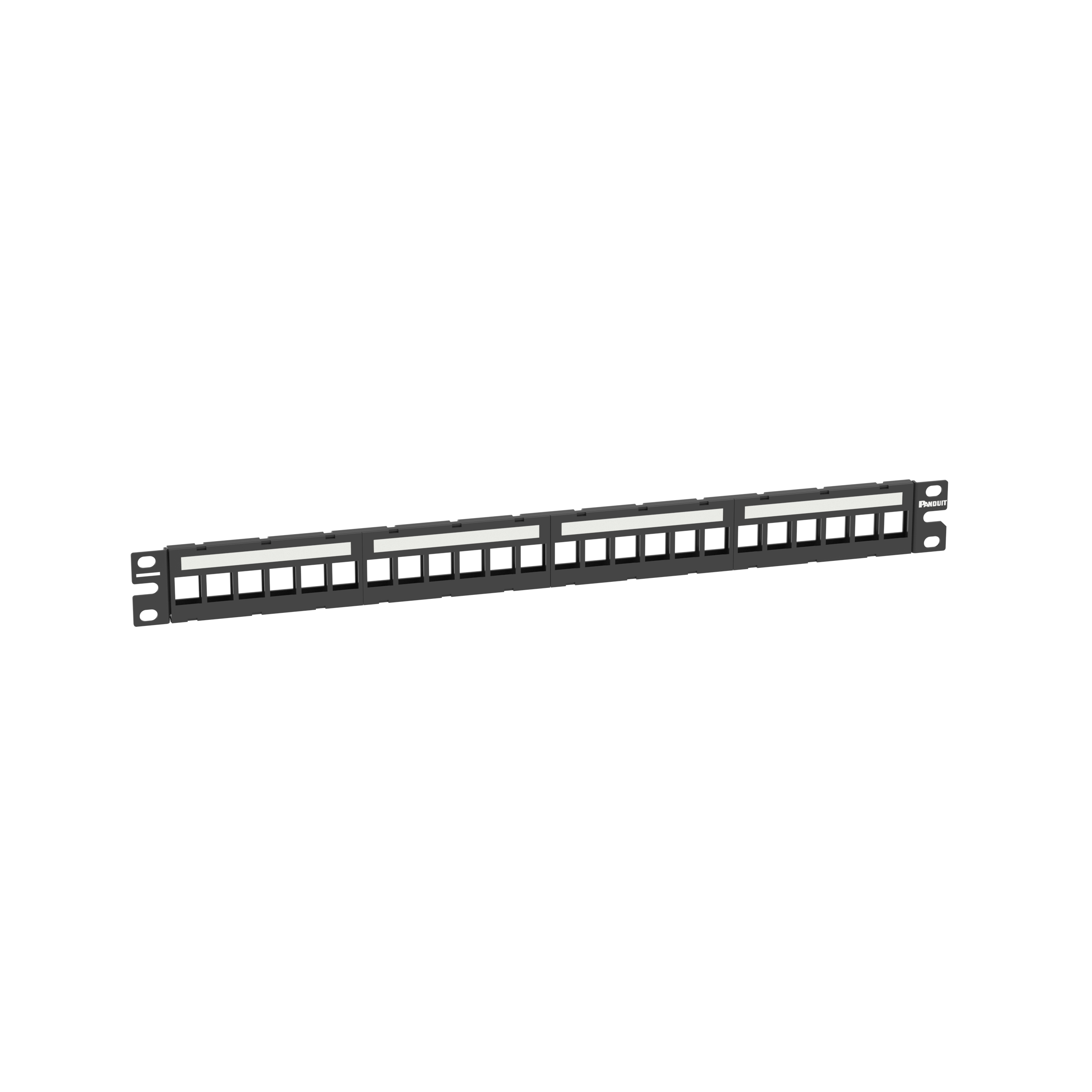Koruyumlu Keystone Düz 24 Port Patch Panel, 1 RU, Siyah