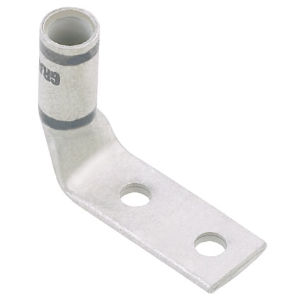 Cosse 8 AWG 90° Cu;2 trous 1/4″;espace. 0,63″;fût stand.;fenêtre inspect.;Cdt.50 Cosse 8 AWG 90° Cu;2 trous 1/4″;espace. 0,63″;fût stand.;fenêtre inspect.;Cdt.50
