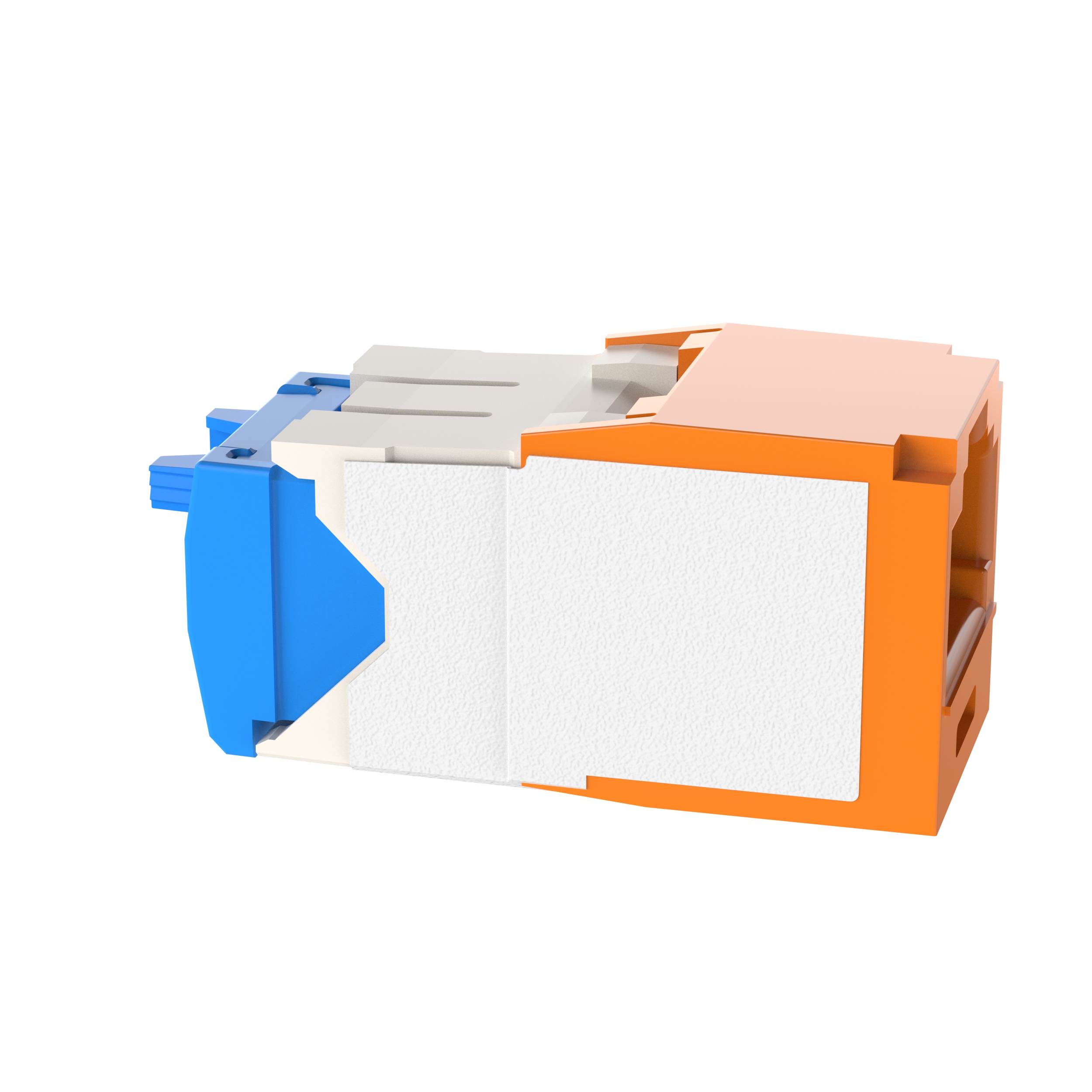 Bükümlü Çift RJ45 Cat 6A Kilitlemeli TG Jak Modülü, Turuncu