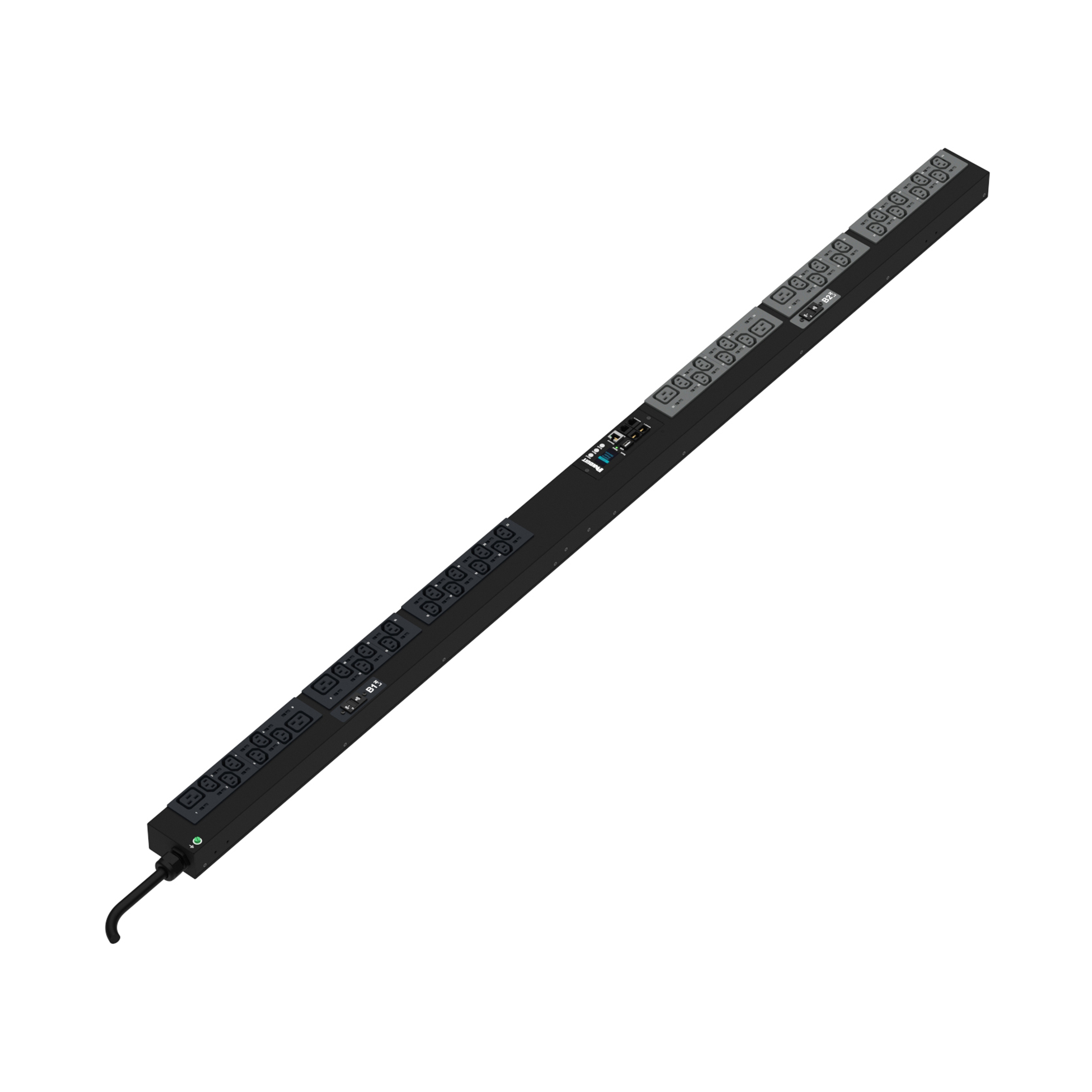 MO PDU, 32AMP, (38)C13, (6)C19, IEC 60309 2P+E 6h 32A-3M, Siyah, Dikey