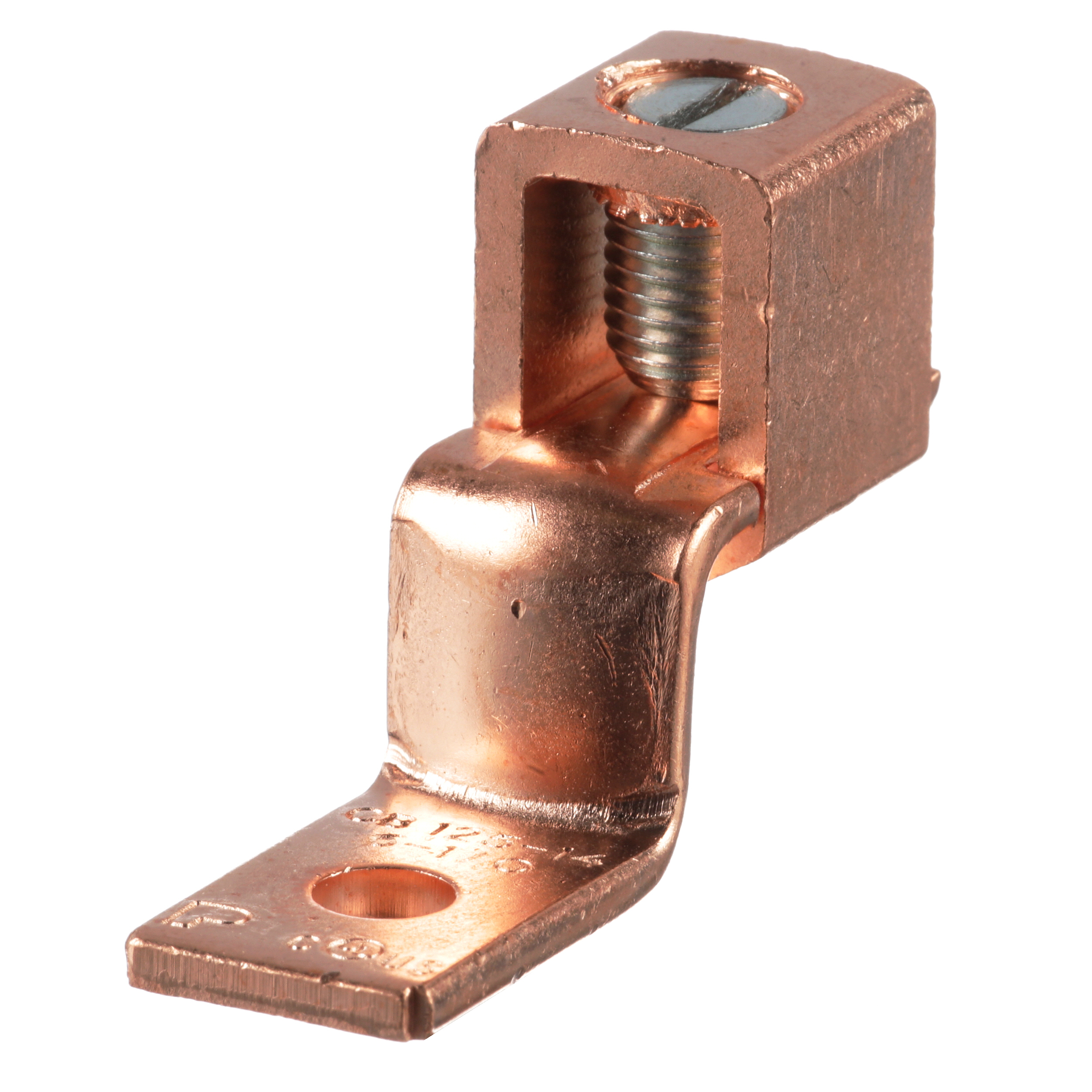 Bakır Mekanik Bağlantı Elemanı, 1 Delik, 1 Yuvarlak Bölme, Kayar Dil, 6-1/0 AWG, 1/4 Somun