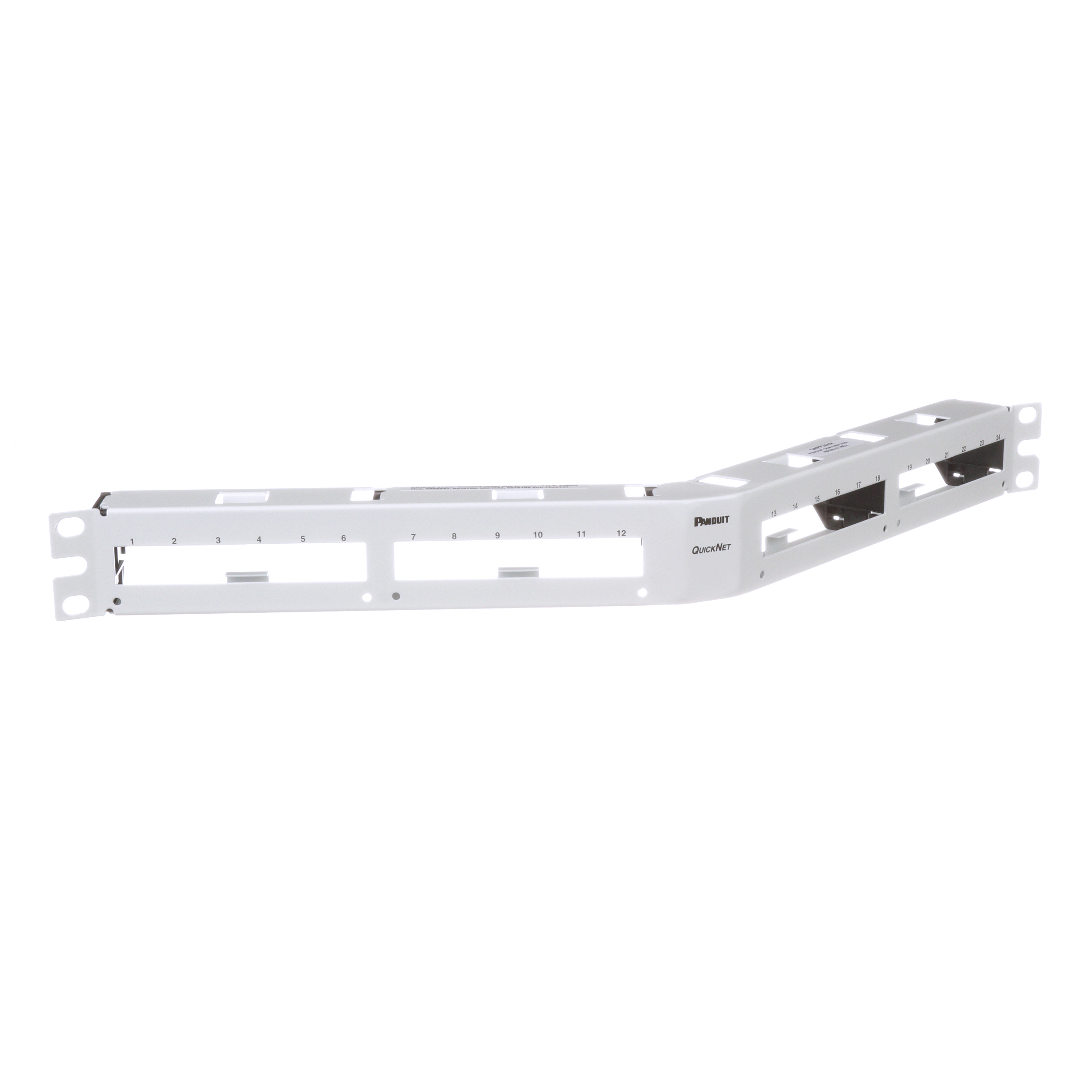 QuickNet™ Patch Panel, Dik Açılı, 24 Port, 1 RU, Beyaz