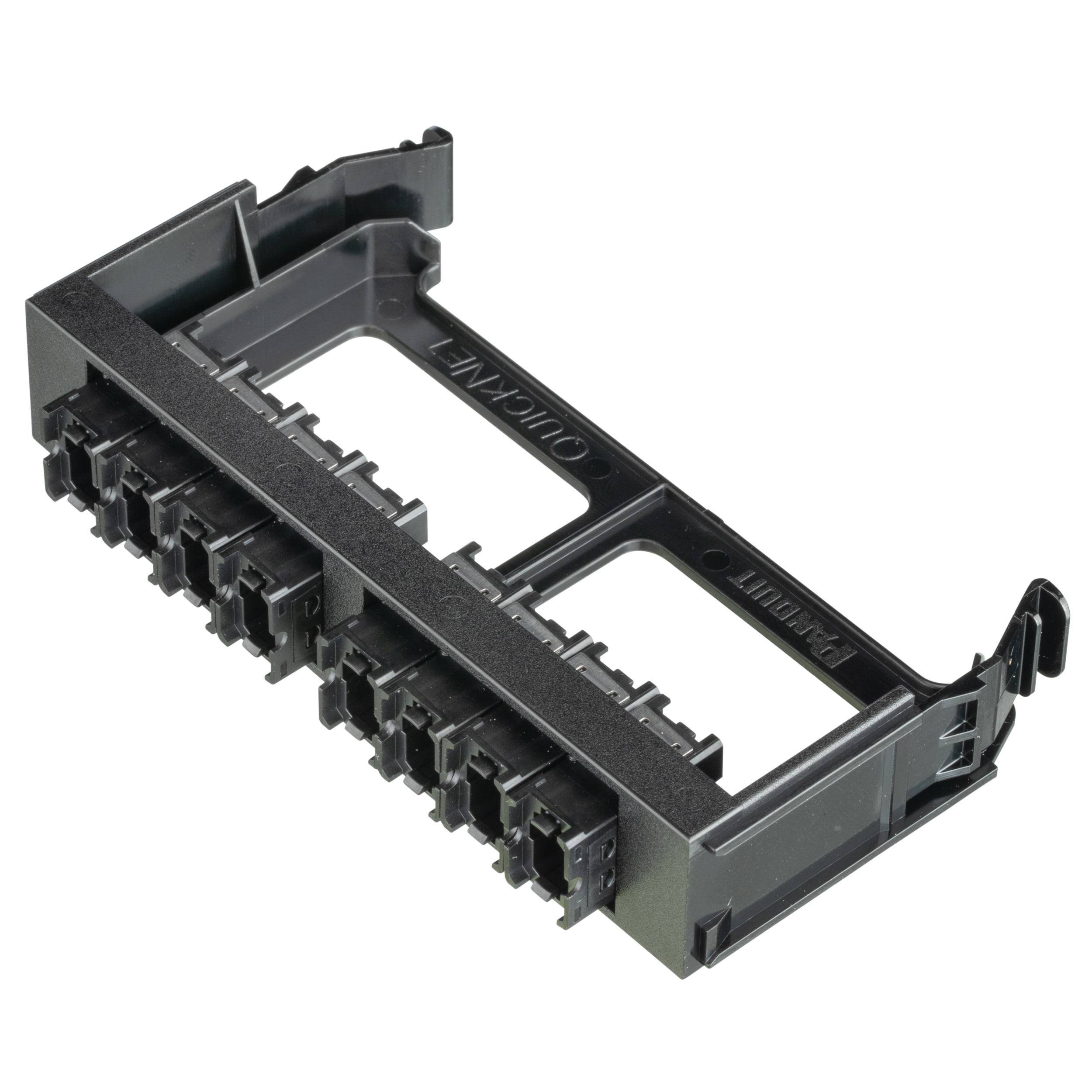 Quicknet Base 16  8 Port Fiber Adapter Panel MPO-16 Key-up to Key-down (black Adapters)