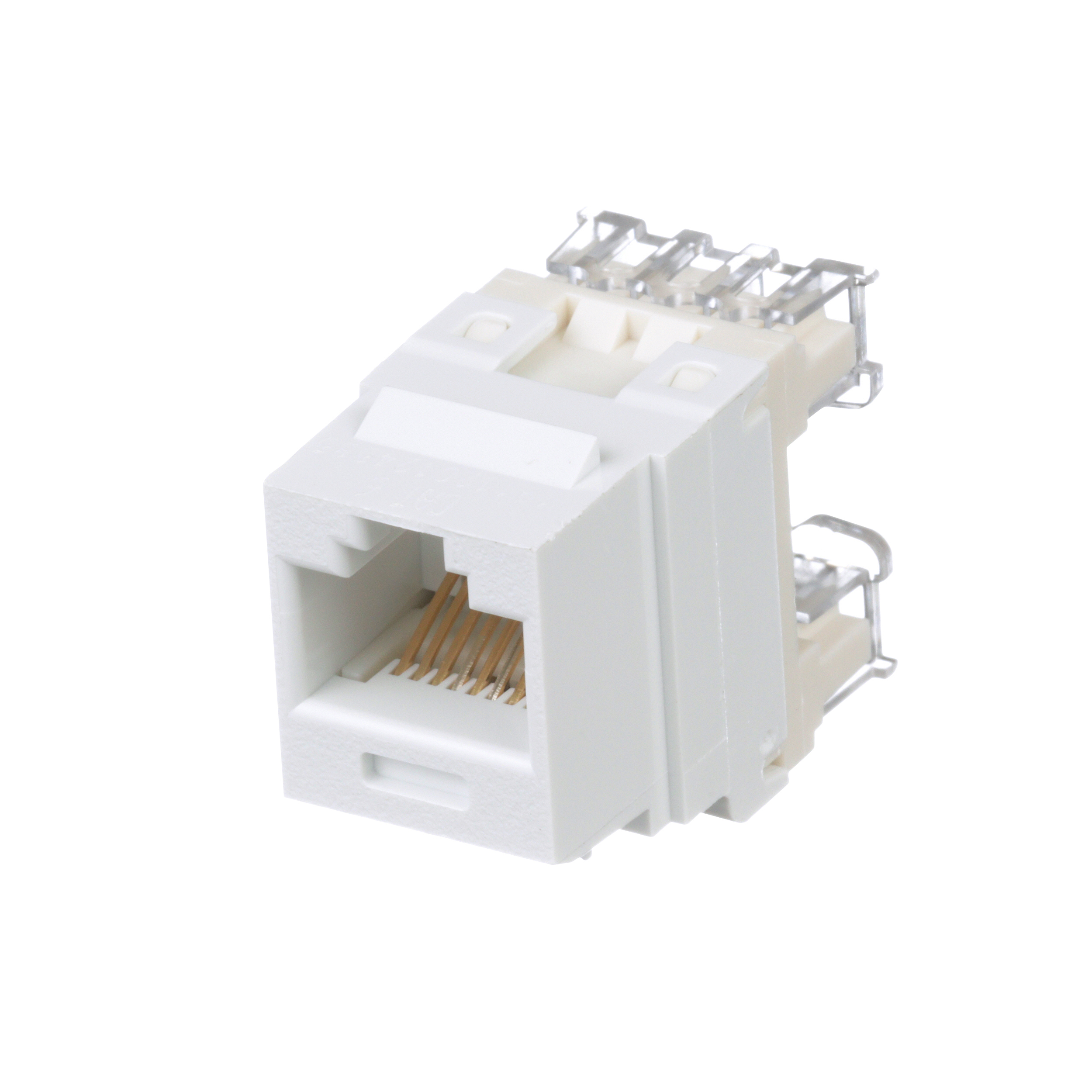 Bükümlü Çift RJ45 Cat 6 Çıkış Keystone Jak Modülü, Beyaz