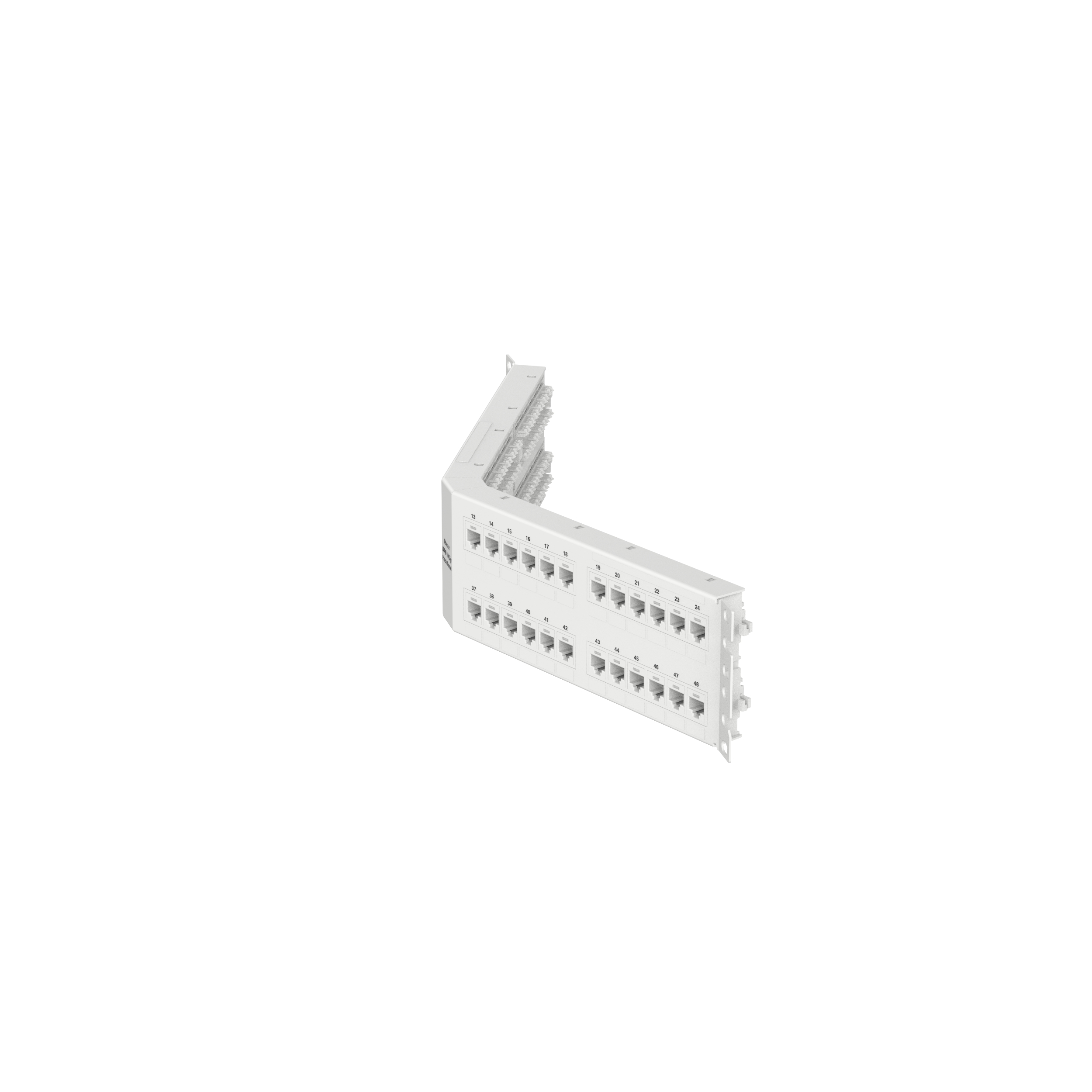 Dik Açılı Cat 6A Çıkış Paneli 48 Port, 2RU, Beyaz