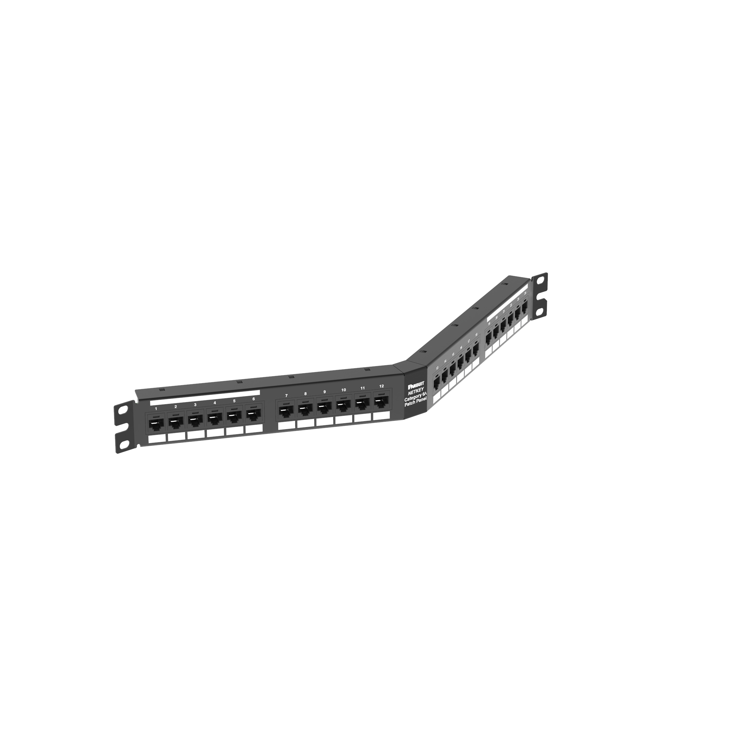 Cat 6A Punchdown Angled Keystone Patch Panel, 1 RU