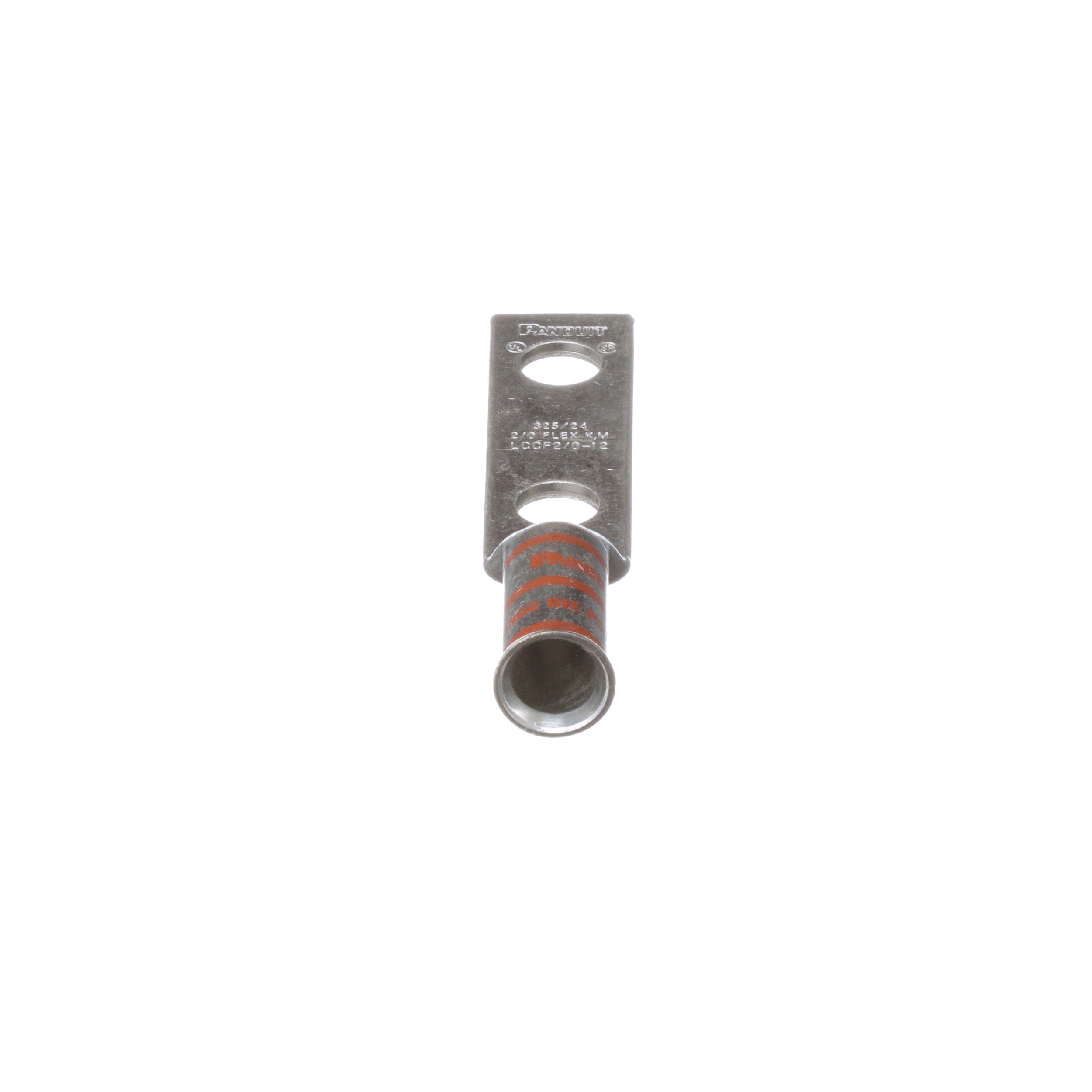 Bakır Uzun Çekme Borulu Sıkıştırmalı Göz, 2 Delikli, 2/0 AWG Esnek, 1/2 inç Somun