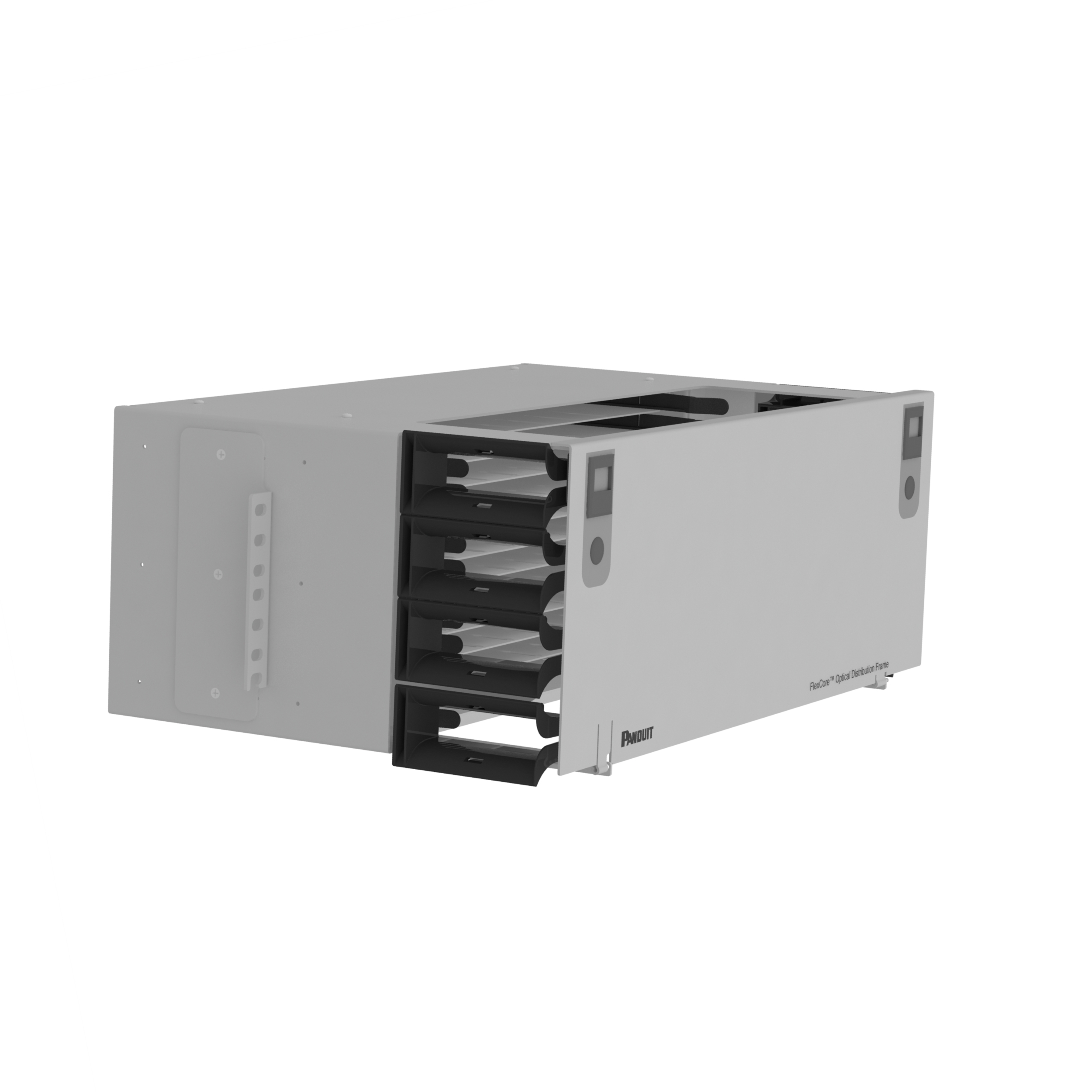 FlexCore™ ODF, 4RU Univ Patch Panel, Gray, 12 Trays, 288 Fibers