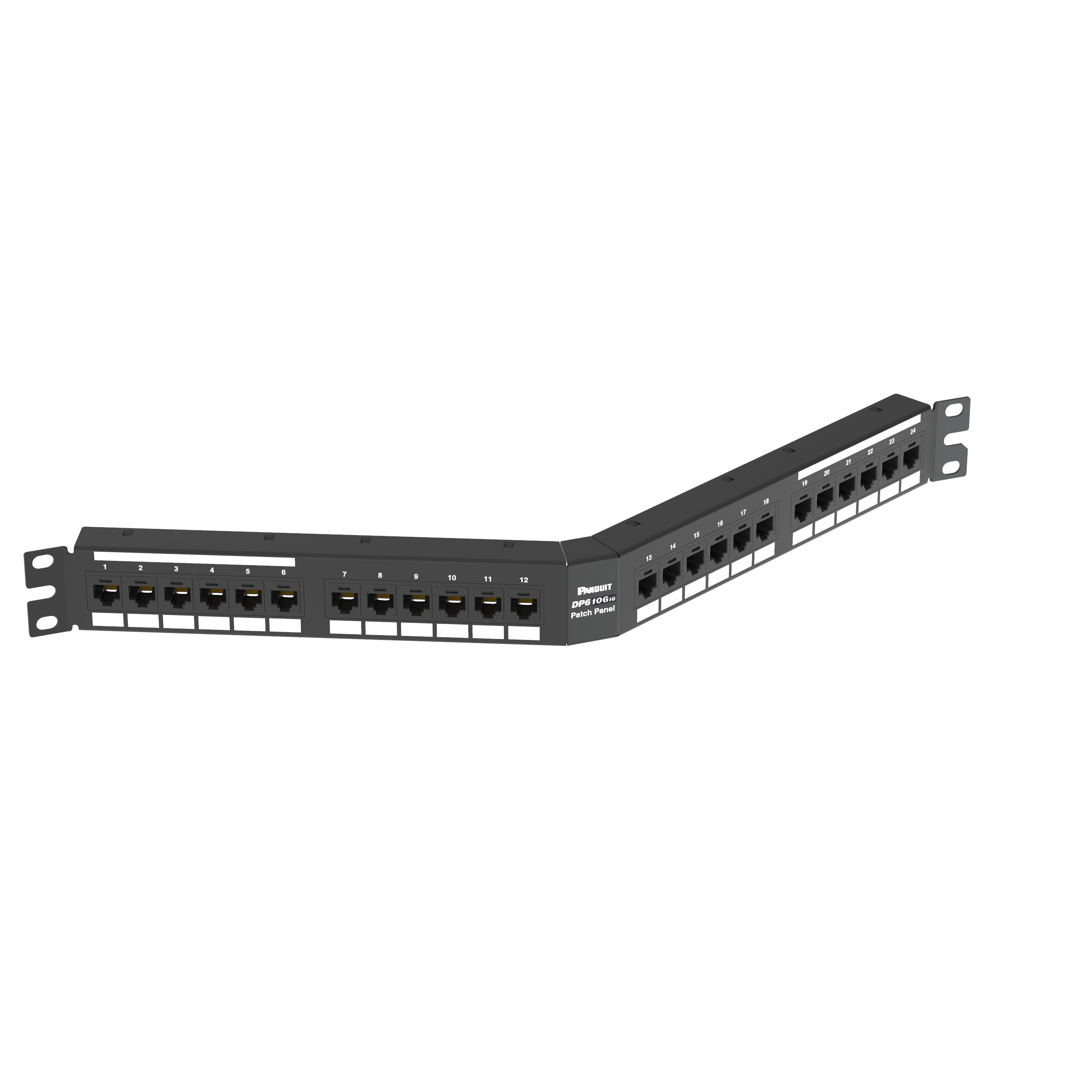 Cat 6A Angled Punchdown Patch Panel, 24 Port, 1 RU
