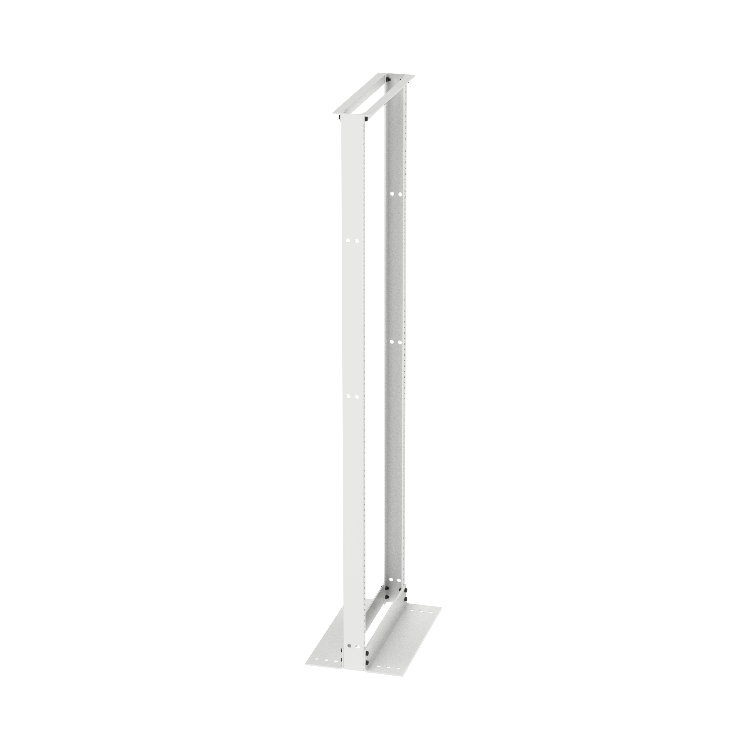 2-Post Rack, 52RU, #12-24 Threaded E-Rails, Aluminum, White