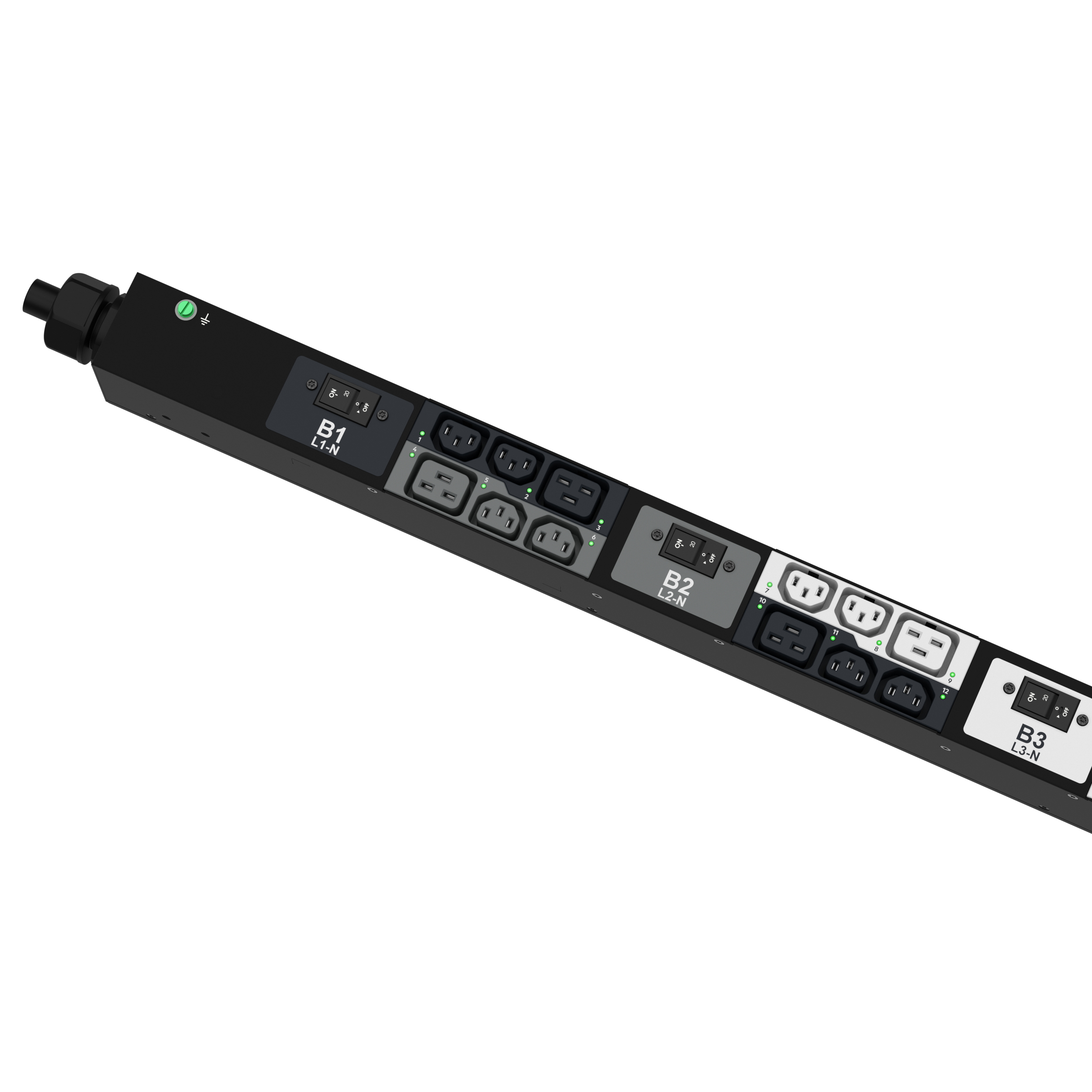 G6 MSPO Güç Dağıtım Birimi, 32A/30A, (24)C13, (12)C19, IEC 60309 3P+N+E 6h