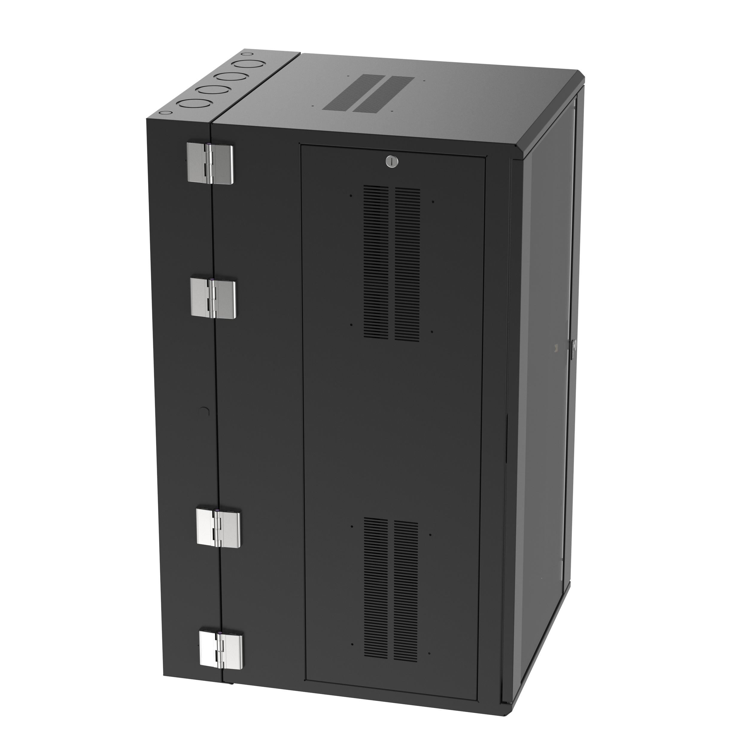 PanZone® Duvar Montajlı Kabin, 26RU, 30" Derinlik, Camlı Kapı, Siyah