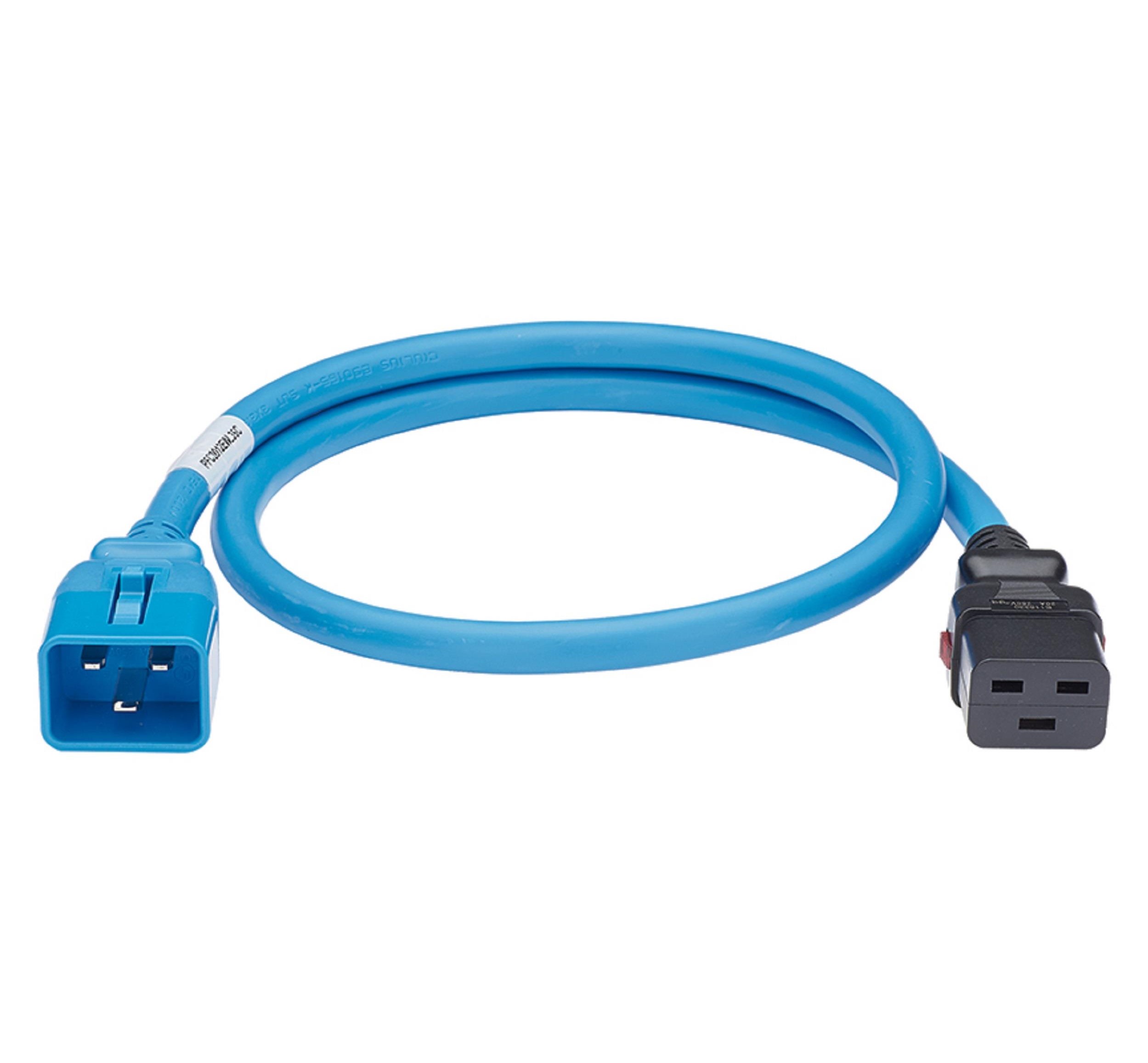 Çift Kilitlemeli BT Güç Kablosu, IEC C20'den IEC C19'a, 2 feet (0.6m), Mavi