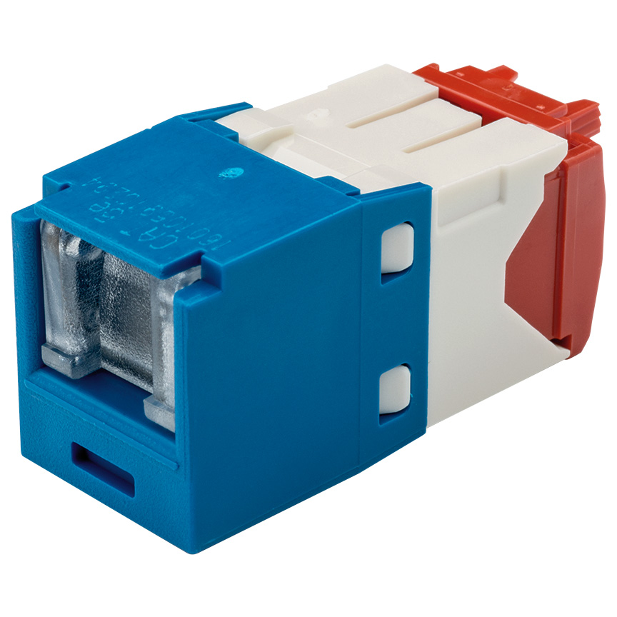 UTP RJ45 Cat 5e Shuttered TG Jack Module, Blue