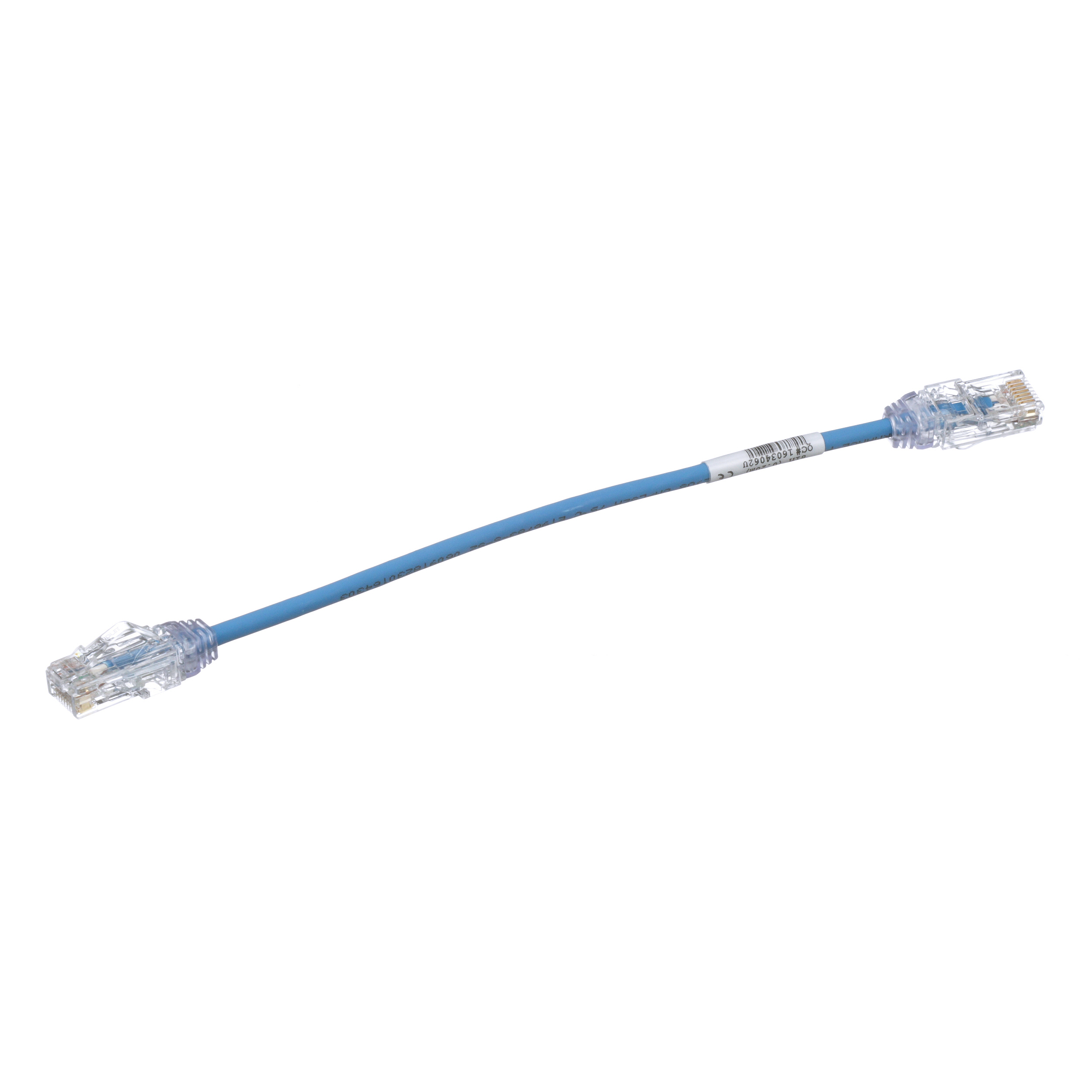 Cat 6A 28 AWG UTP Bakır Yama Kablosu, 0.2m, Mavi