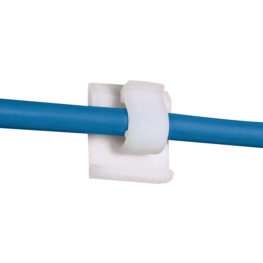 Kablo Klipsi, Yüksek Sıcaklığa Dayanıklı Yapışkanlı, 0.38" (9.7mm) Demet, Doğal, 1000'li Paket