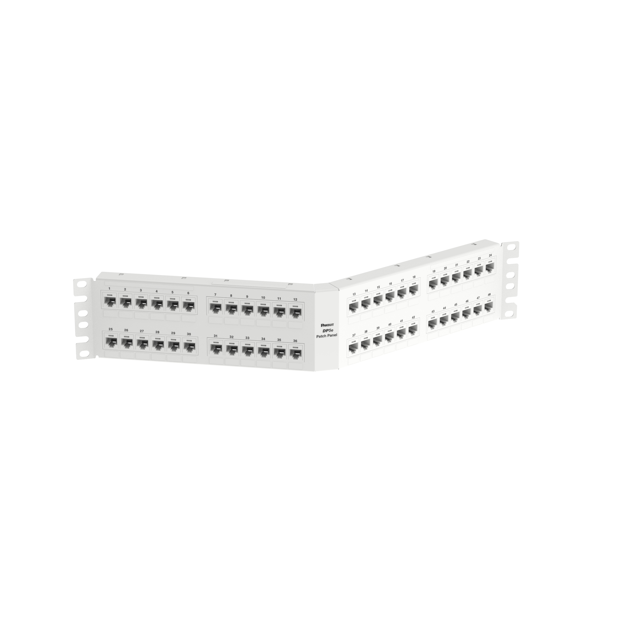 Dik Açılı Cat 5e Çıkış Paneli 48 Port, 2RU, Beyaz