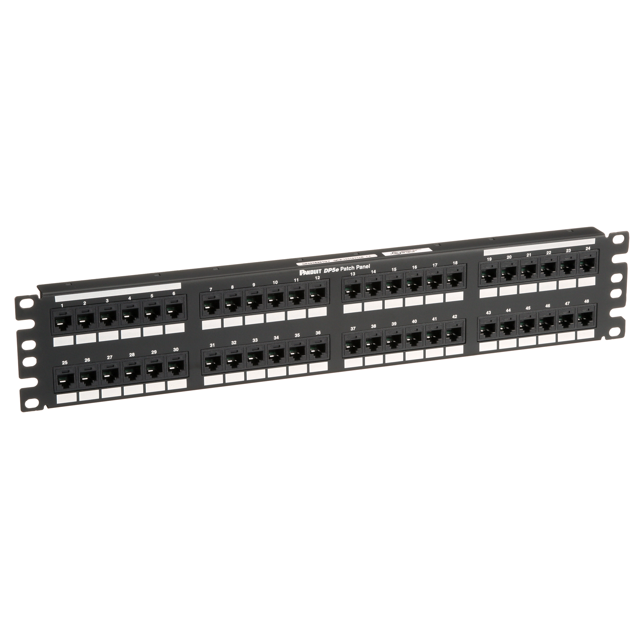 Flat Cat 5e Punchdown Patch Panel 48 Ports, 2RU, Black