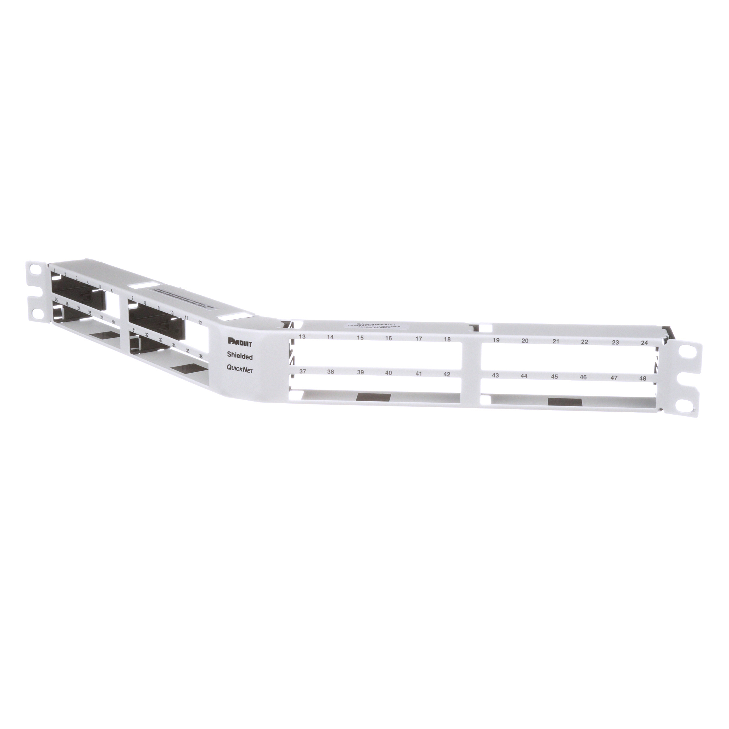 QUICKNET SHIELDED PATCH PANEL , ANGLED, 48 PORT, 1 RU, WHITE
