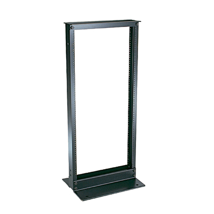 2 Post Rack, 24RU, #12-24 Dişli E-Raylar, Alüminyum, Siyah