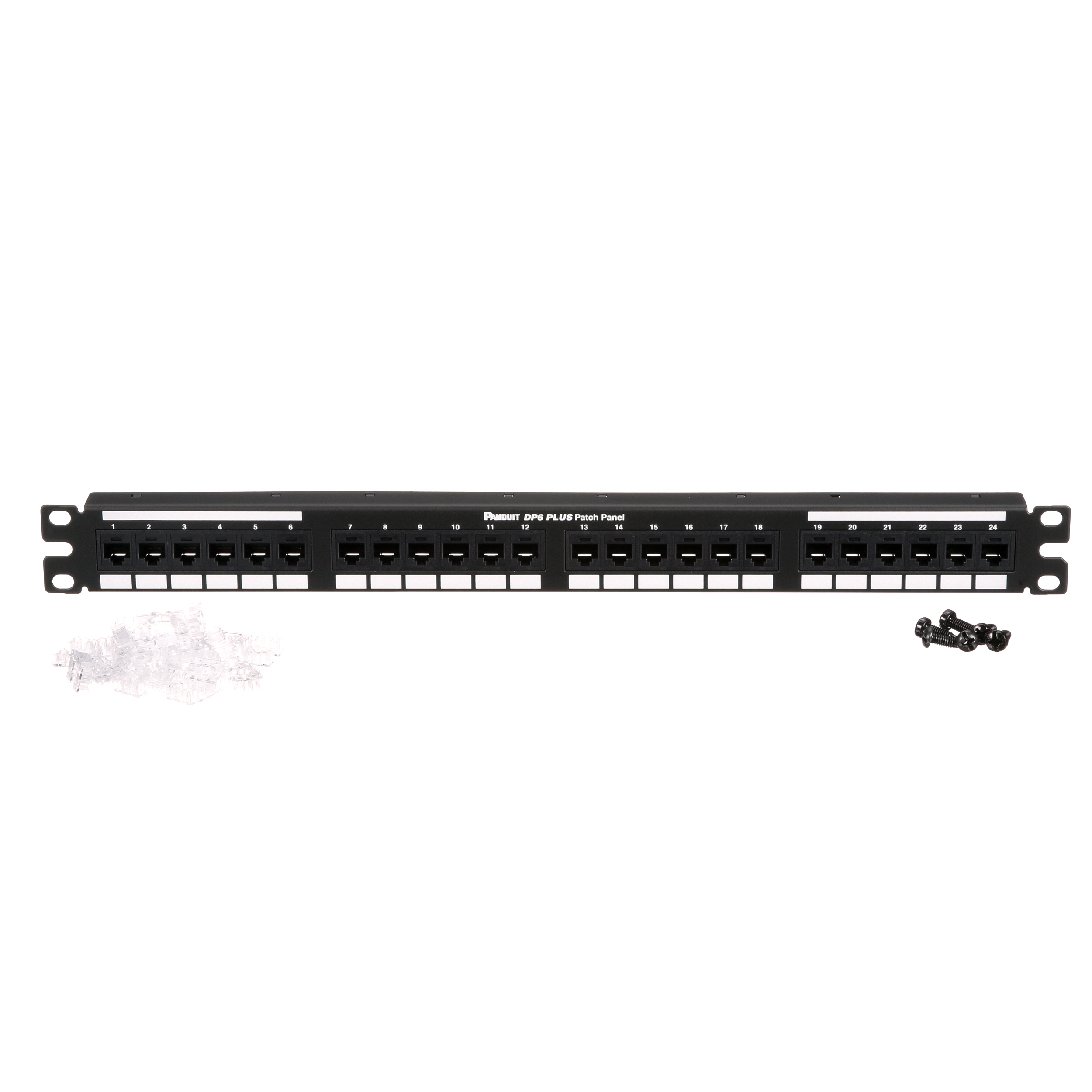 Cat 6 Çıkış Paneli, 24 Port, 1 RU, Siyah