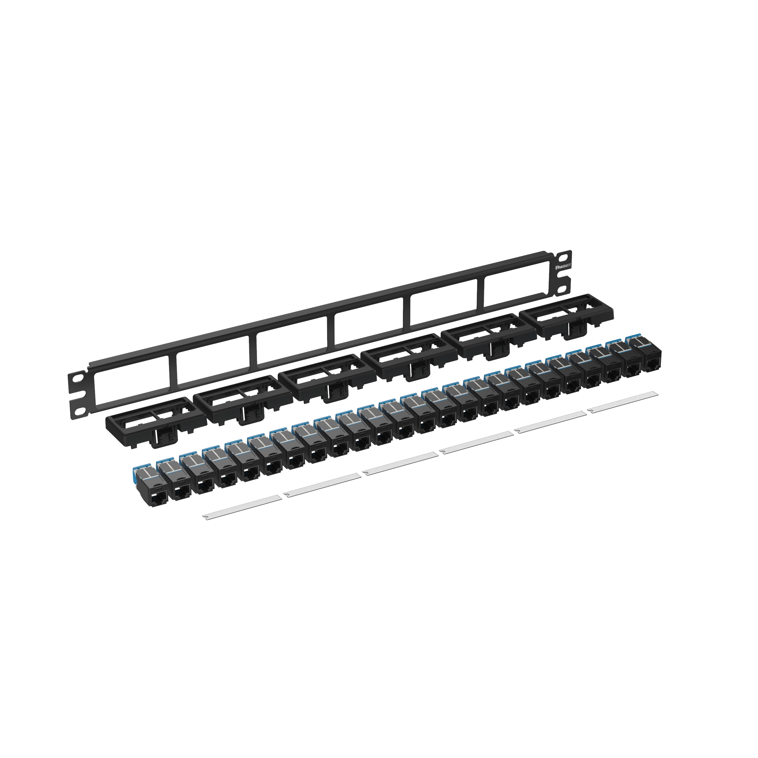 Yama Paneli Seti, Cat 6A UTP, 24 port, 1 RU, BL
