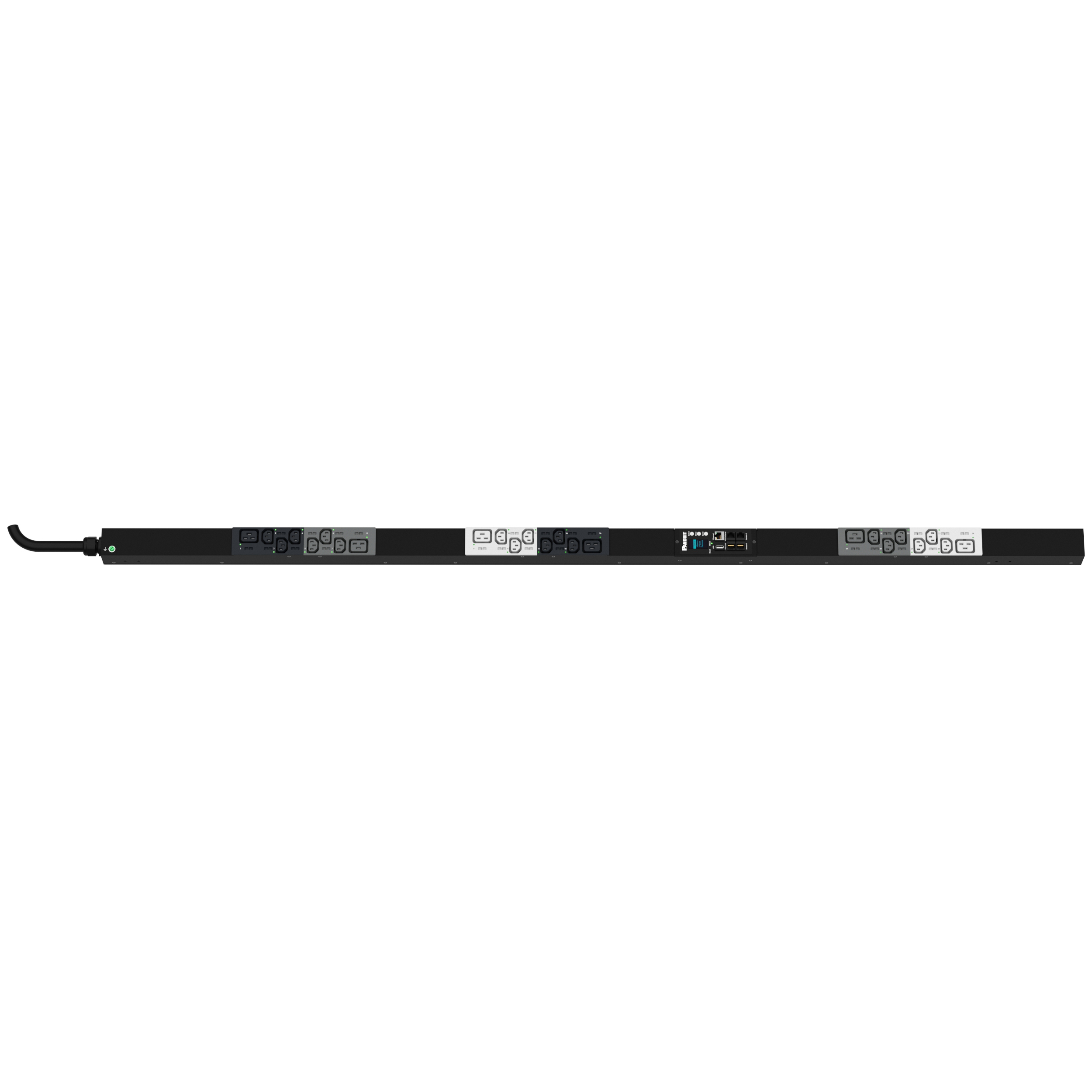 MSPO PDU, 16AMP, (18)C13, (6)C19, IEC 60309 3P+N+E 6h 16A-3M, Siyah, Dikey