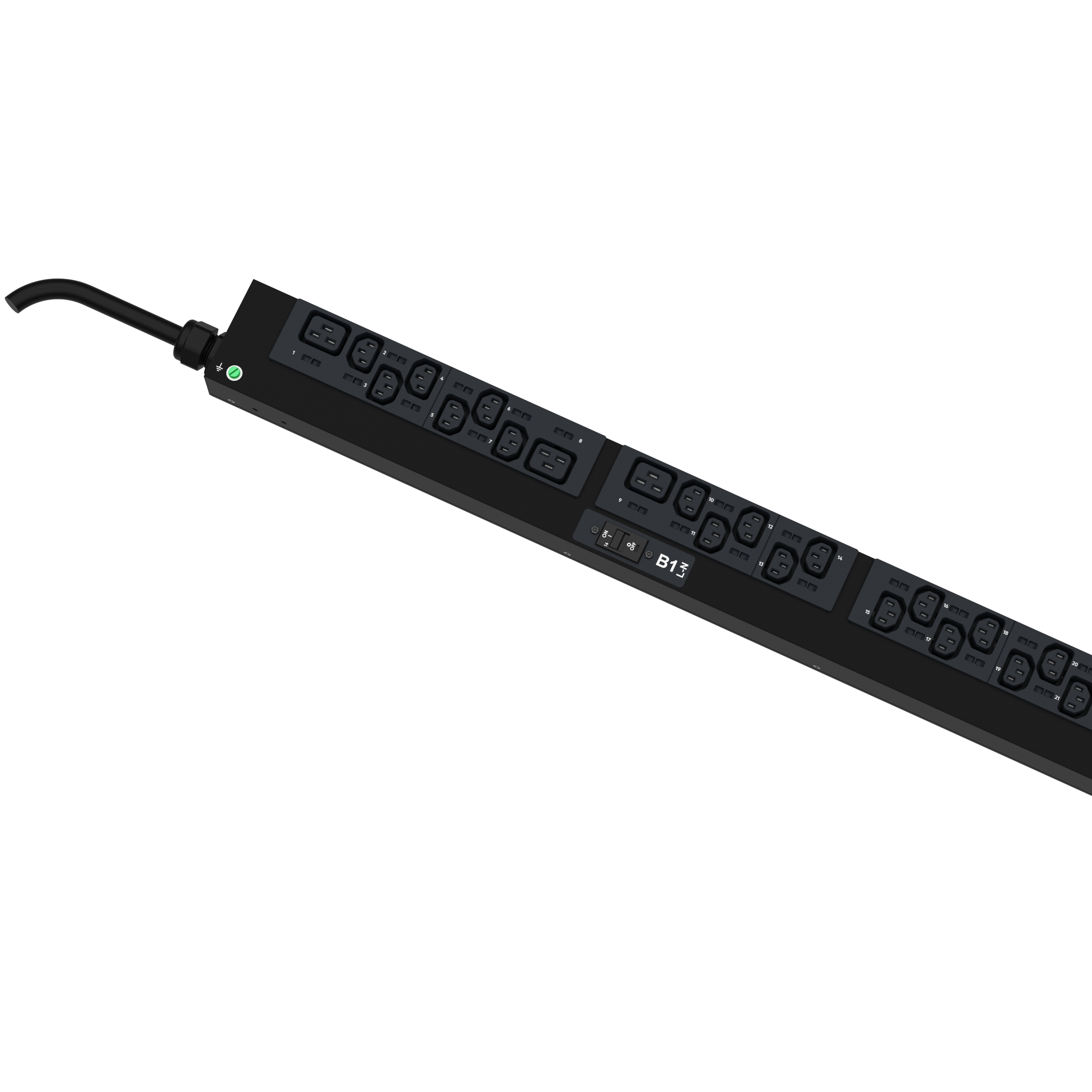 MO PDU, 32AMP, (38)C13, (6)C19, IEC 60309 2P+E 6h 32A-3M, Siyah, Dikey
