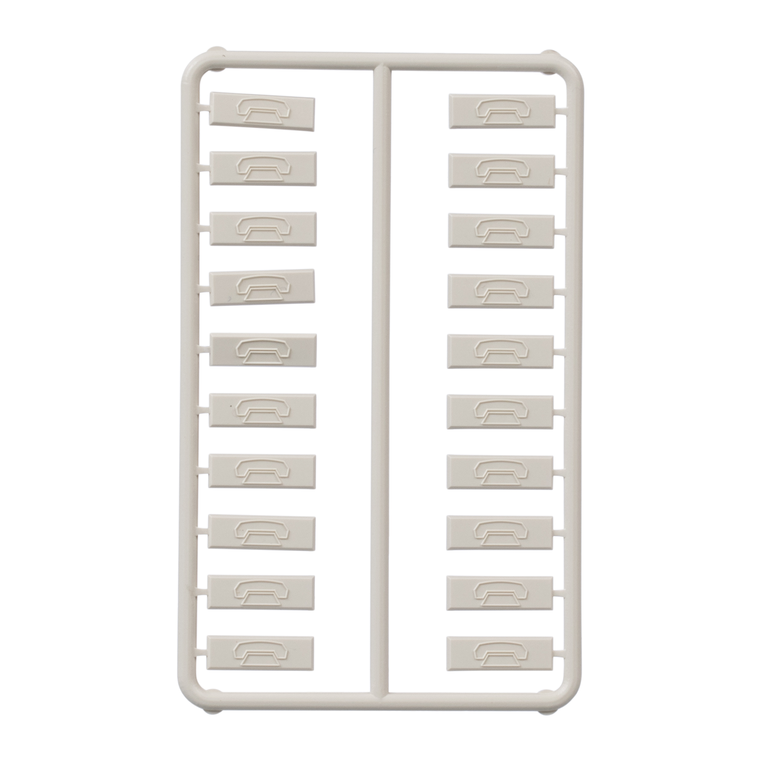 Icon with phone image, snaps in to jack modules and select faceplates. Package includes 100 off white icons (5 runners with 20 icons each)