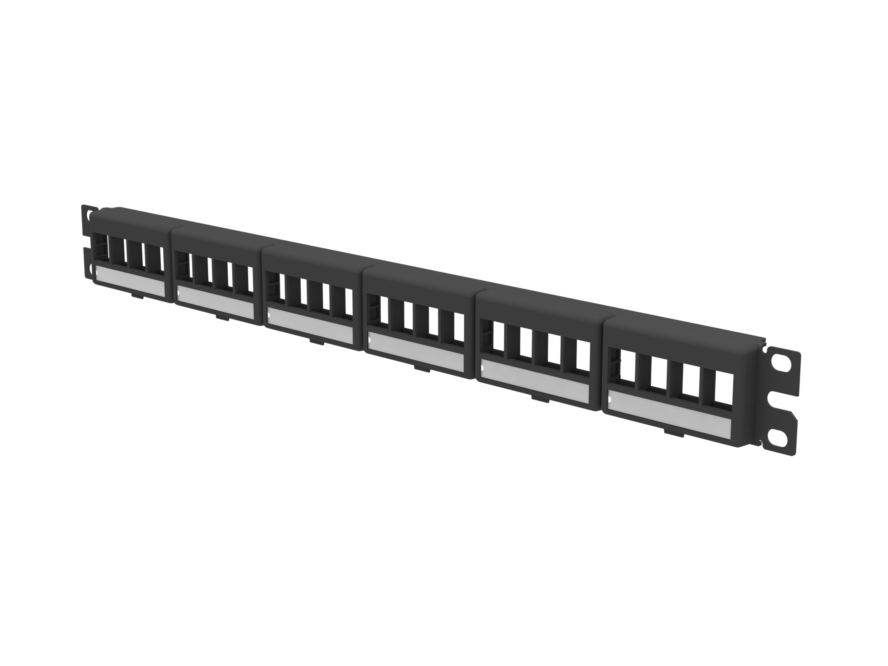 Keystone Patch Panel, Front Access, Flat, 24-Port, Black, Labels