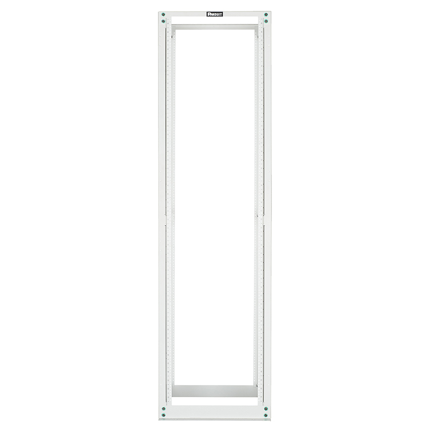 4 Post Rack, 45RU, 41,5 in. Derinlik, #12-24 Dişli E-Raylar, Beyaz
