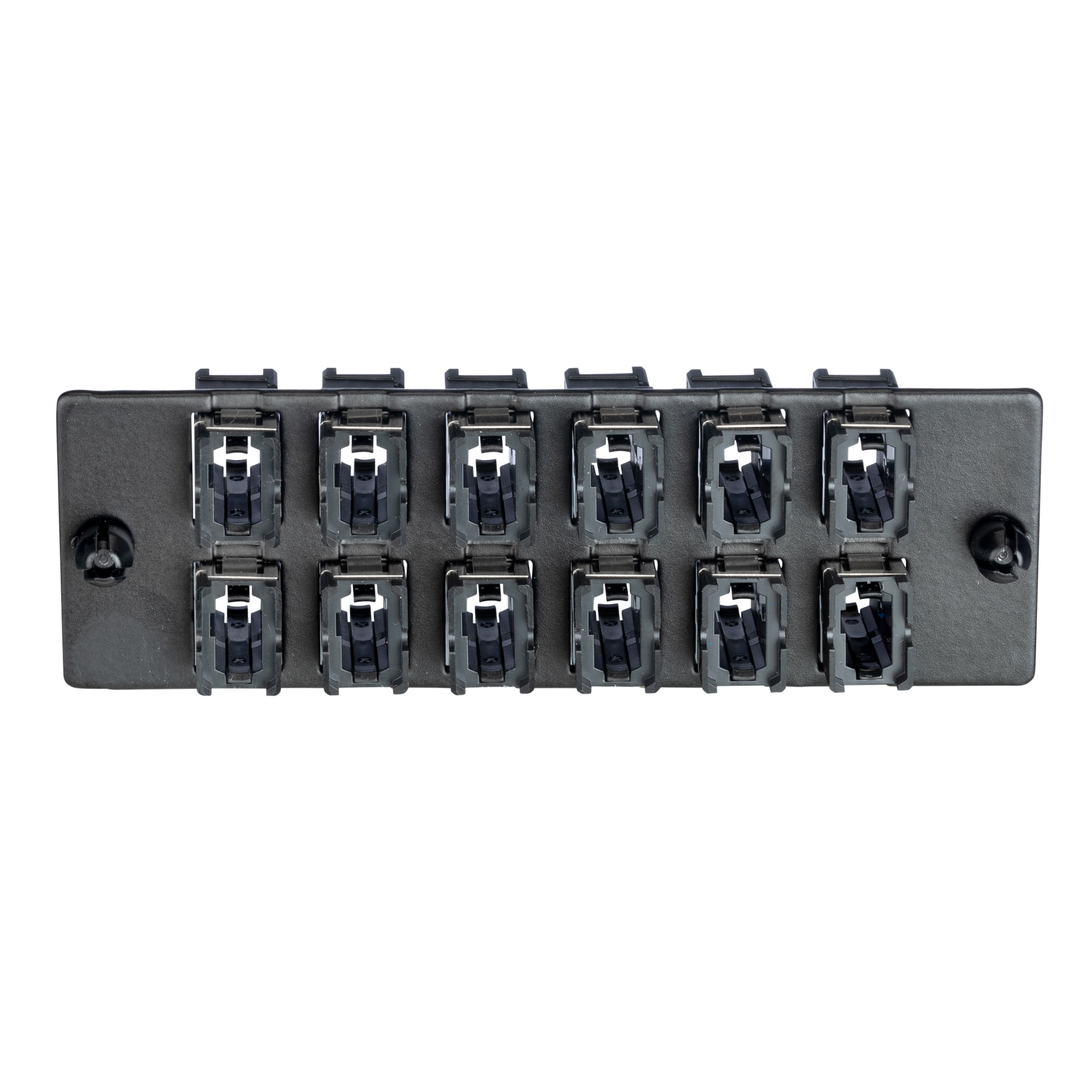 HD Flex Base 16  12 Port Fiber Adapter Panel MPO-16 Key-up to Key-down (black Adapters)