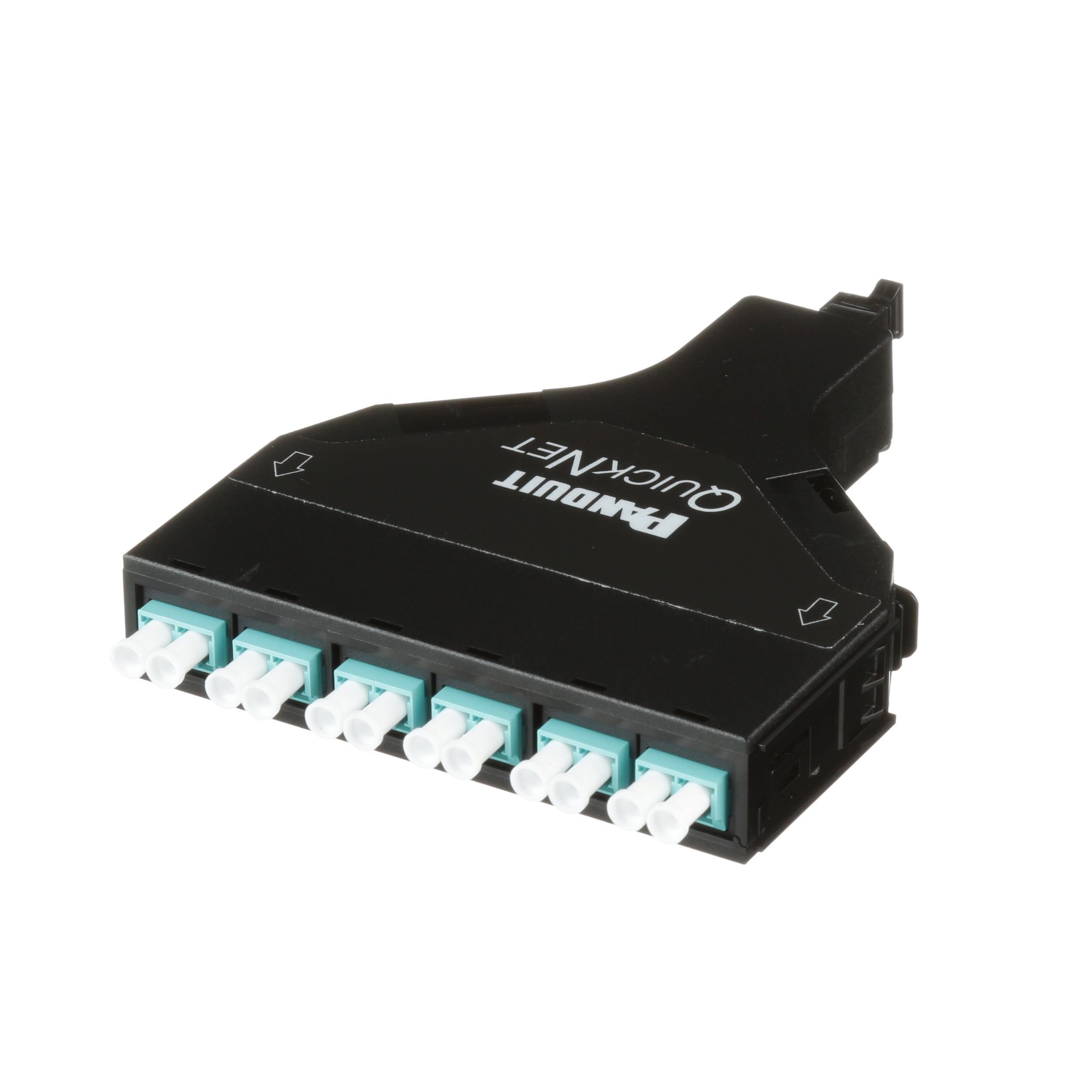 12-FIBER QuickNet® SFQ Kaset, OM3 (50/125ΜM), Standart Kayıp; Çift LC'den MTP'ye; Değiştirilmiş Yöntem A, Çift Ters Çevrili