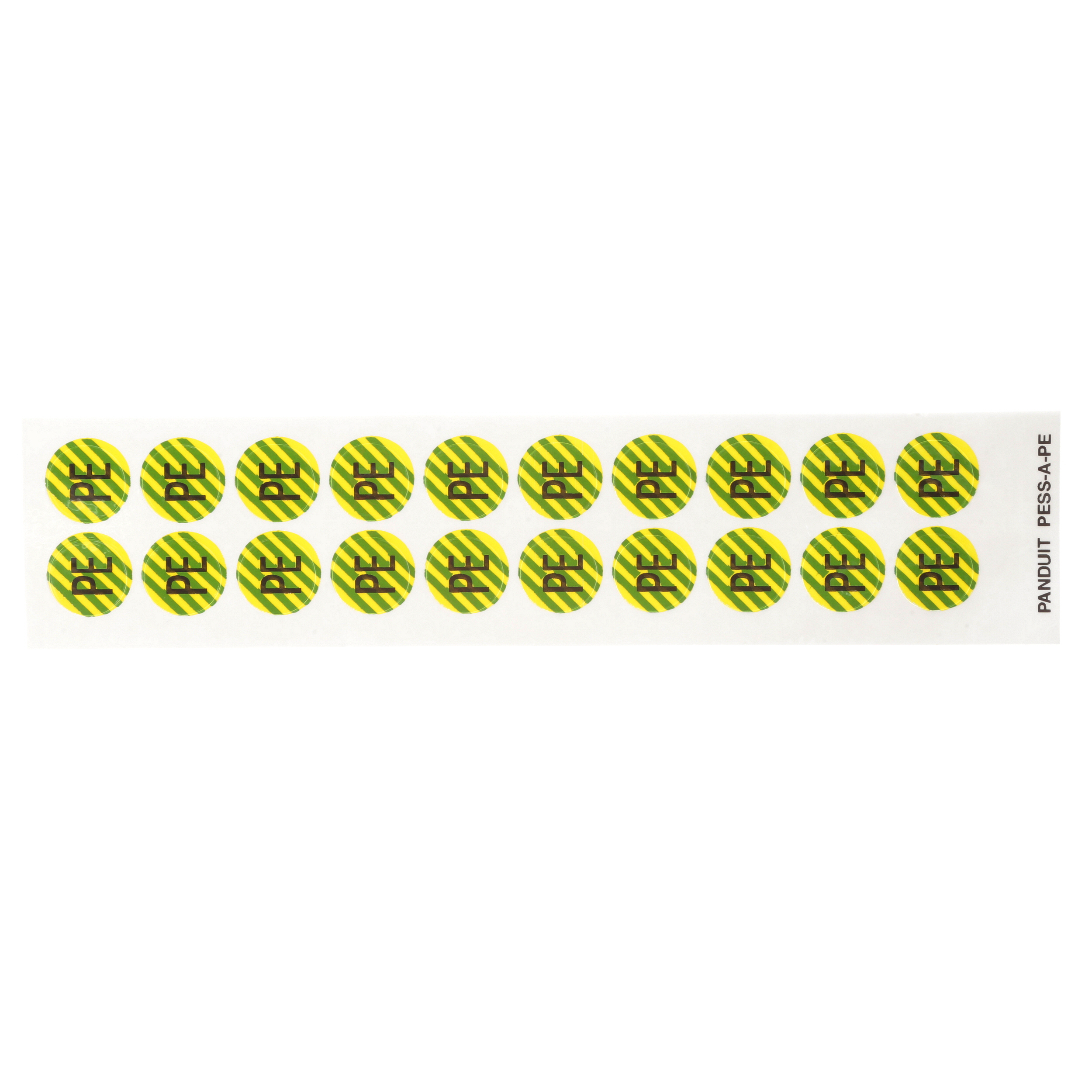 Symbole PE entouré diam.12,5mm Noir/Vert,Jaune 20/carte Cdt.10cartes