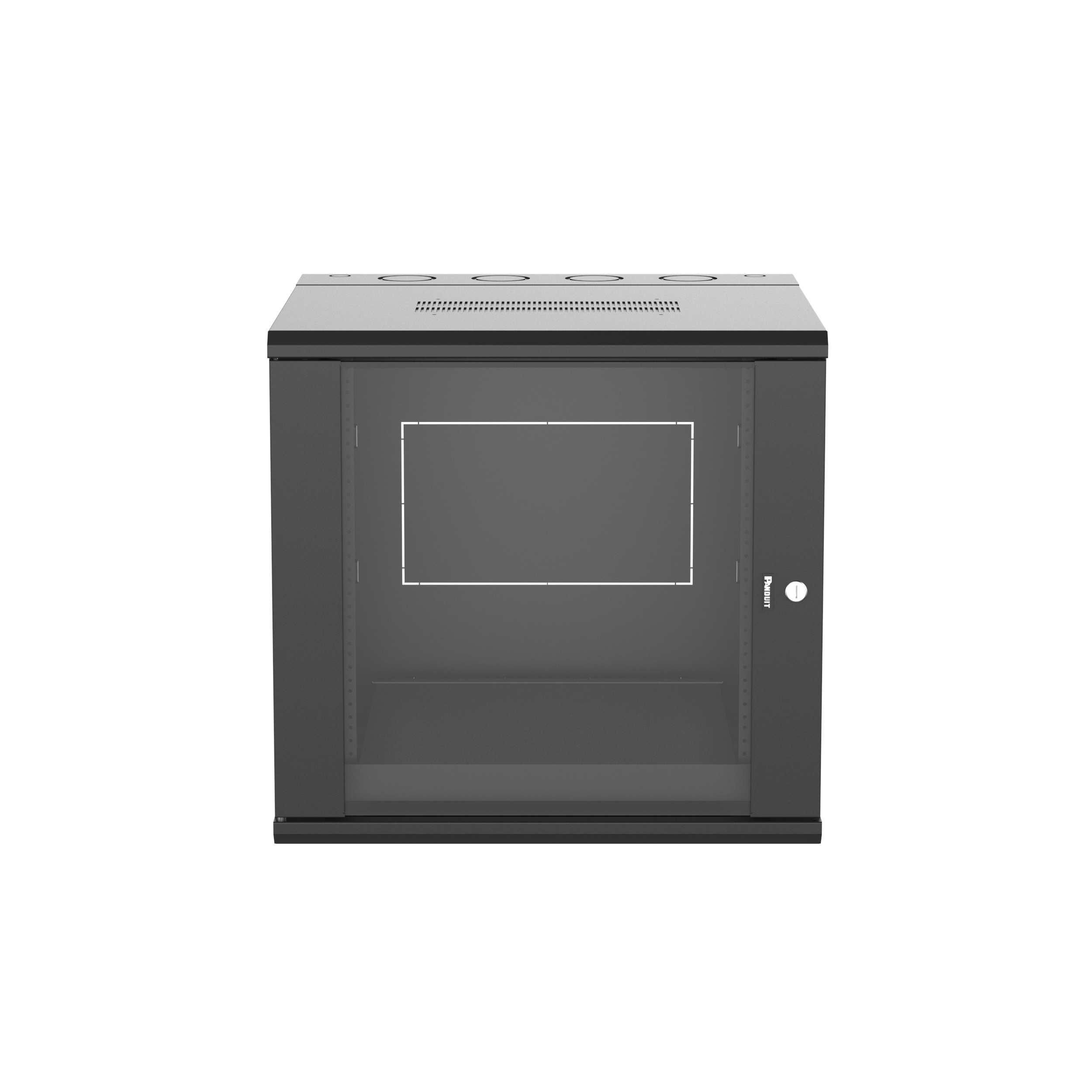PanZone® Duvar Montajlı Kabin, 12RU, 25" Derinlik, Camlı Kapı, Siyah